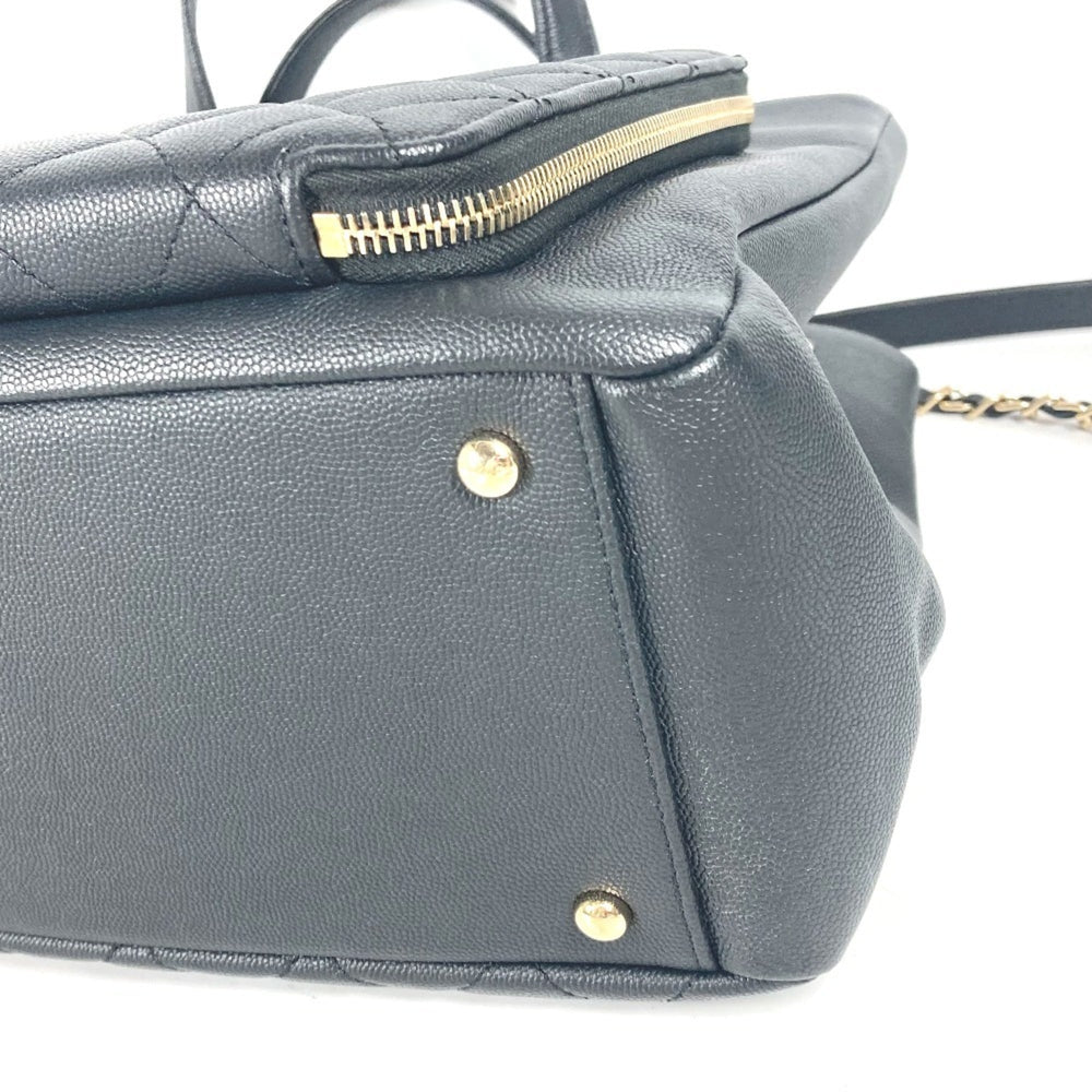 CHANEL A93795 CC Coco Mark Affinity Matelasse Quilted Bag Tote Chain Shoulder Caviar Skin Women's Black G-240825-4 — Like New