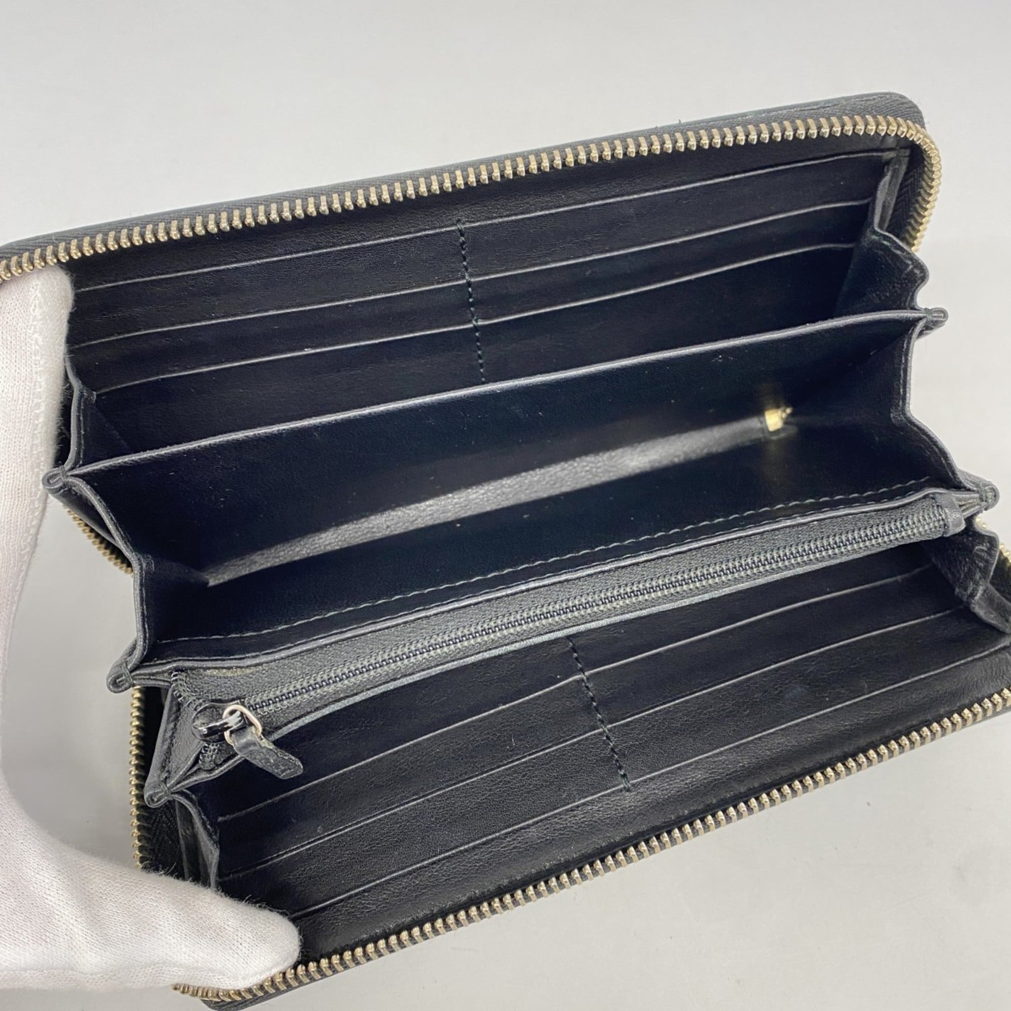 Gucci Long Wallet Guccissima Interlocking G 308012 Leather Black Men's Women's