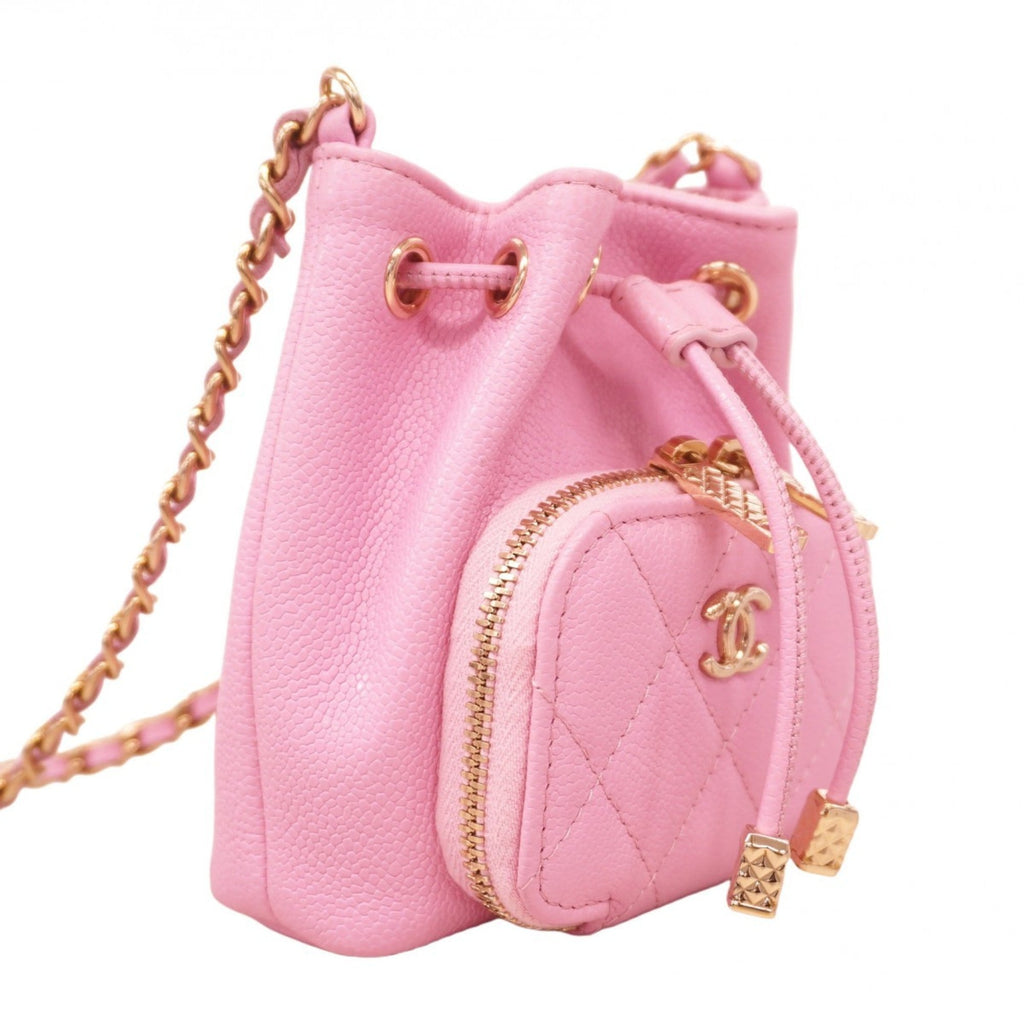 Chanel Matelasse Shoulder Bag with Chain, Caviar Skin, Pink Champagne, Women's, P2327242