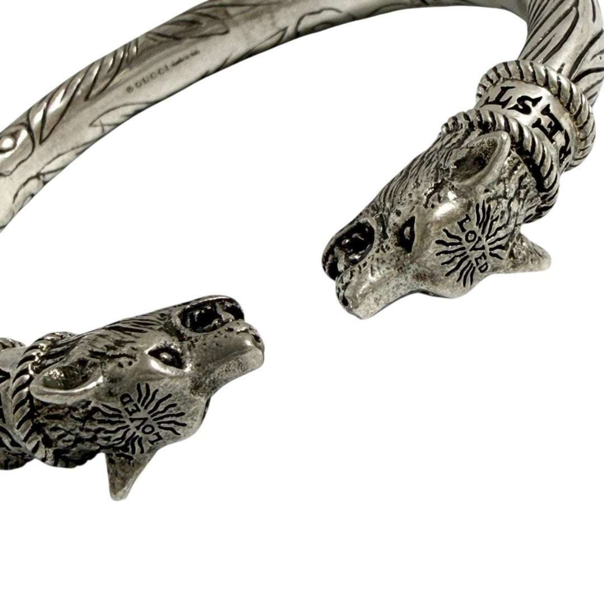 Gucci Men's Anger Forest Wolf Bangle Bracelet in Silver