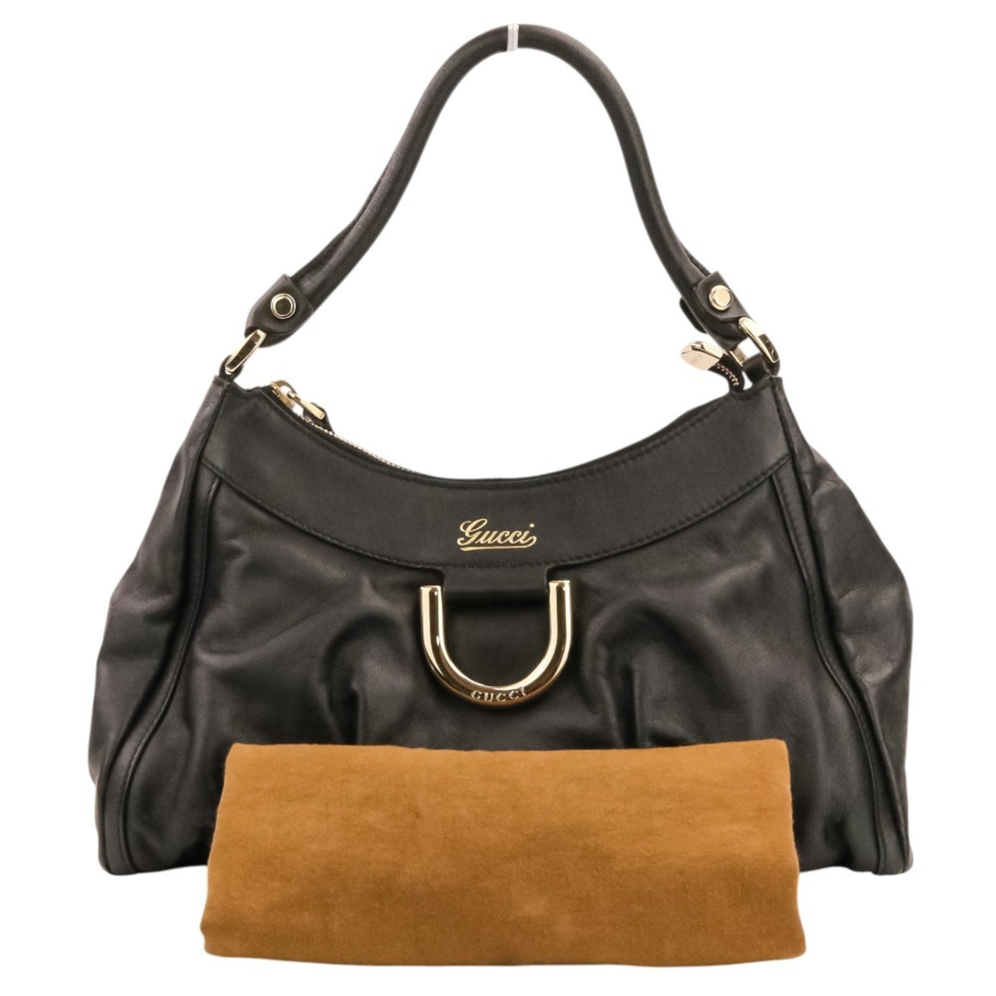 GUCCI Leather One-Shoulder Bag Handbag 190525 493075 Black Women's — Like New
