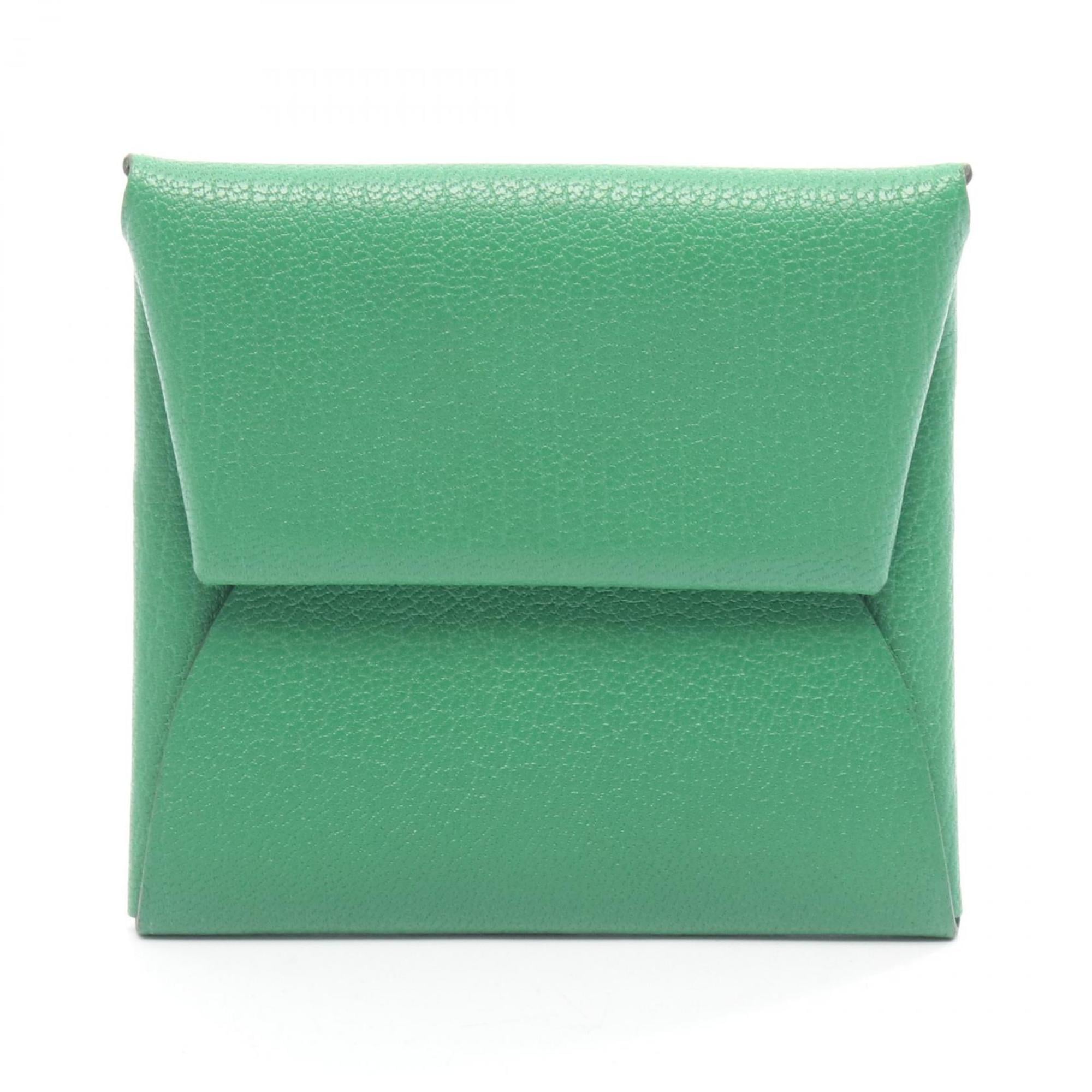 Hermes Hermès Bastia Bamboo Wallet with Coin Purse, Chevre, Women's, Green