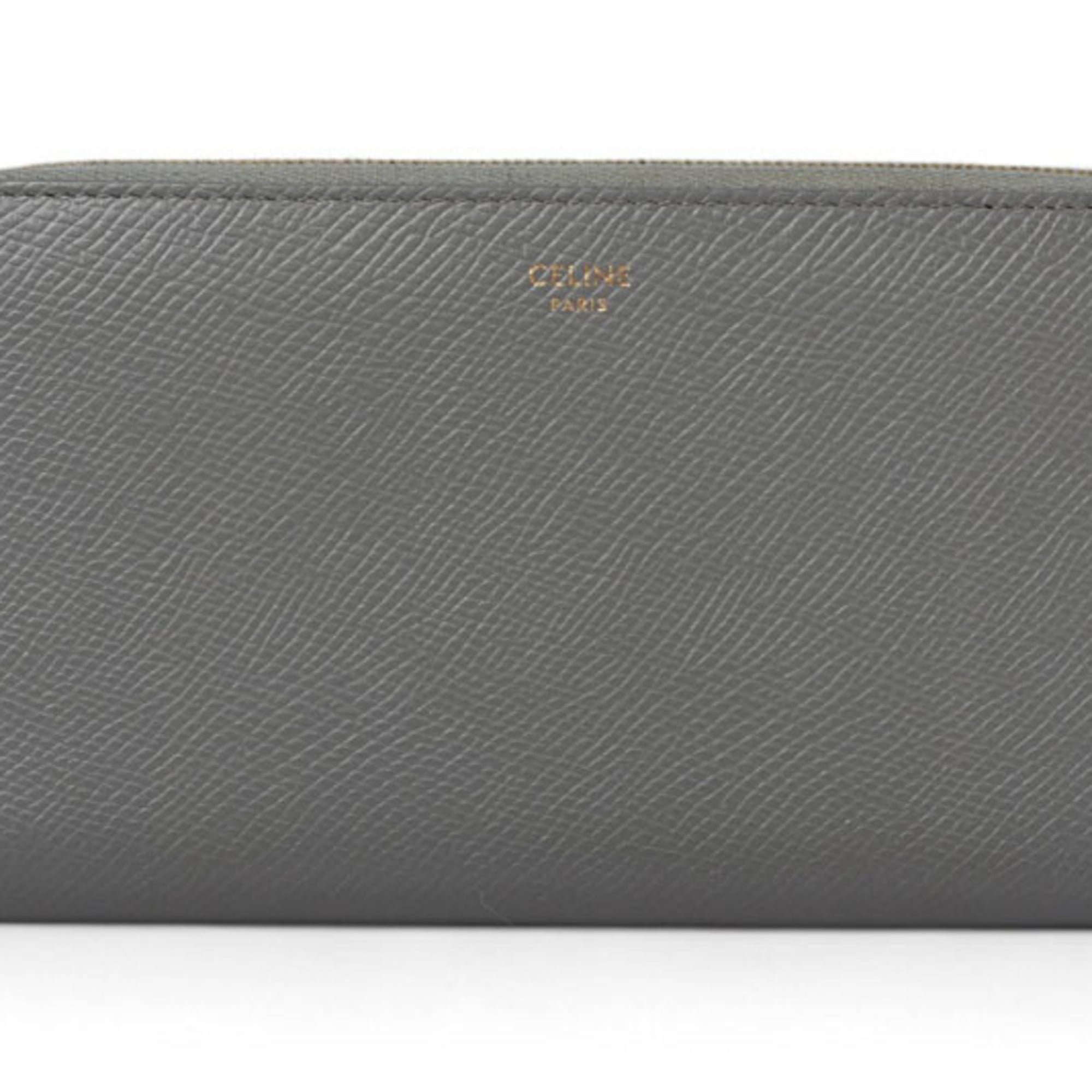 CELINE Wallet Long Large Zip Calfskin Grey 10B553EL.09