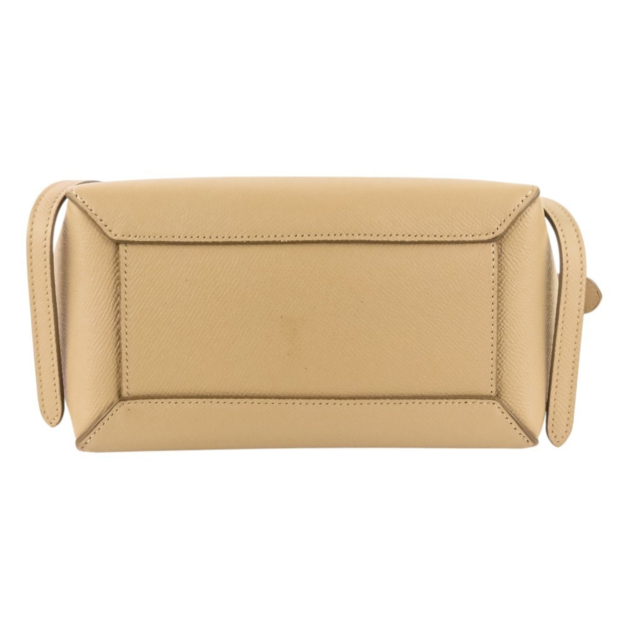 CELINE Belt Bag Nano 2-way shoulder bag, grained calfskin, beige, women's — Like New