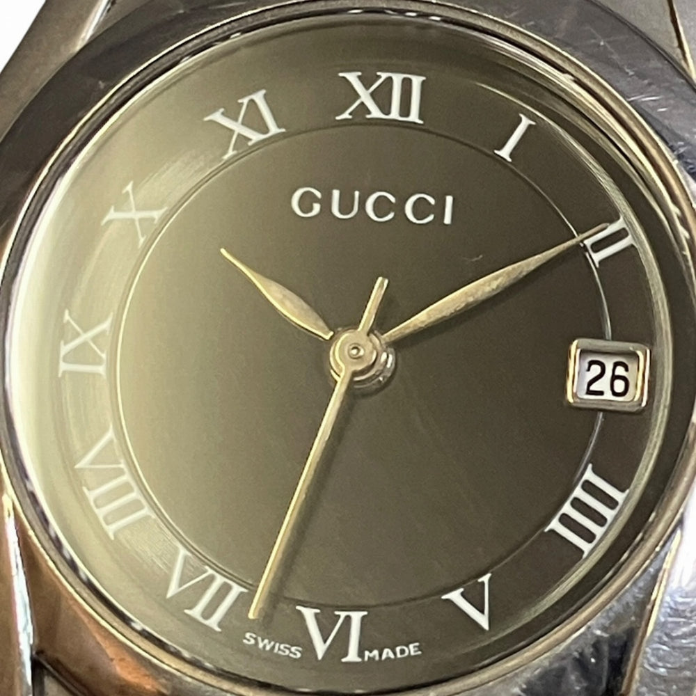 Gucci watch, total weight 63g, stainless steel, quartz movement, black dial, 5500L — Good