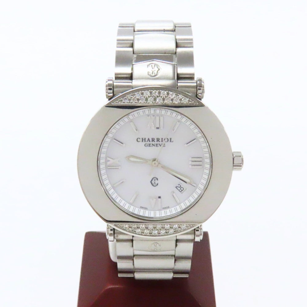 CHARRIOL Columbus CCR38D Stainless Steel Diamond Silver White Dial Men's Watch — Very Good