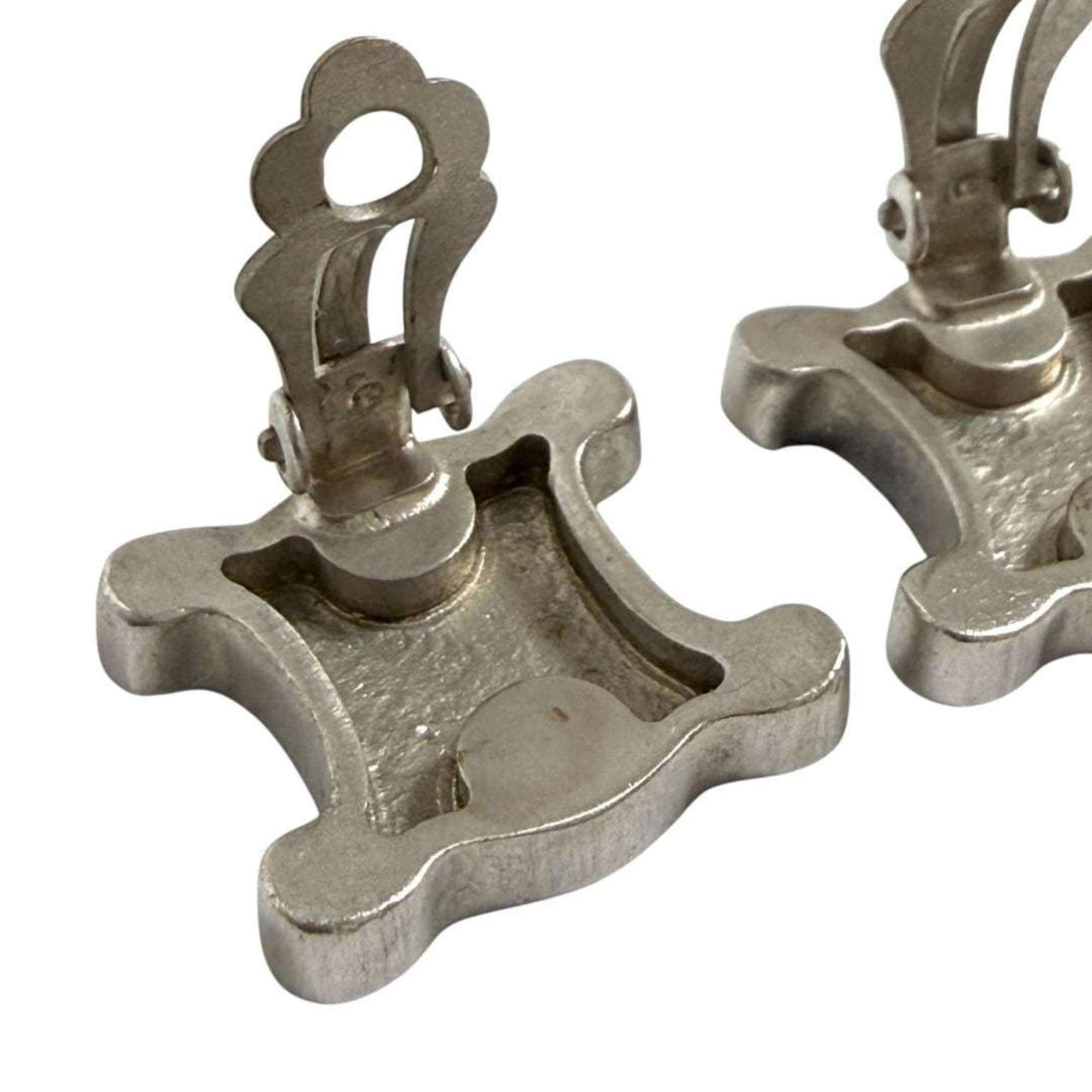 Celine Macadam Clip Earrings for Men and Women, Silver