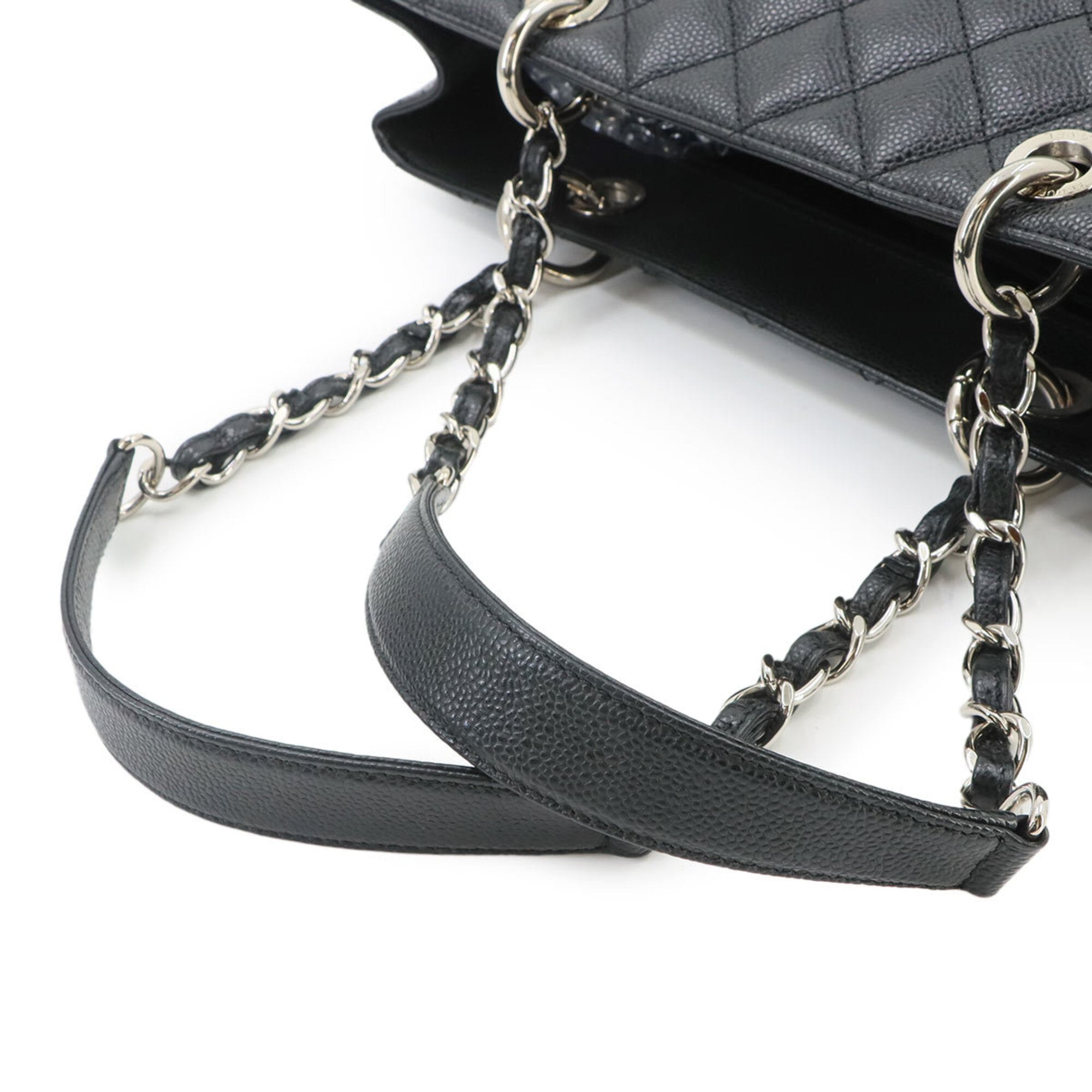 Chanel Matelasse Grand Chain Tote Handbag GST Caviar Leather Black A50995 — Like New