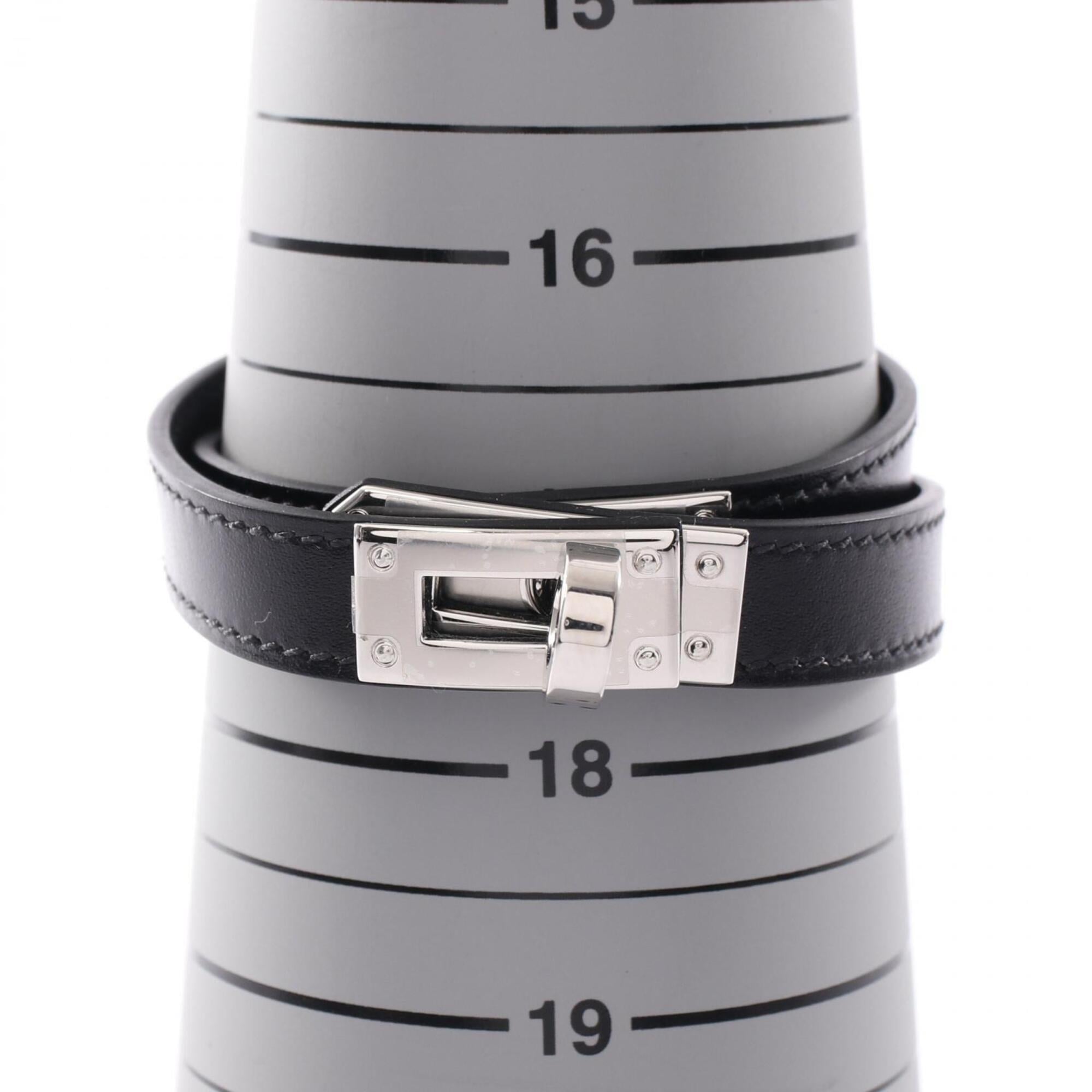 Hermes Kelly Bracelet Double Tour Accessory Calfskin (Cowhide) Stainless Steel Box Calf Women's Black/Silver — New - Store Return