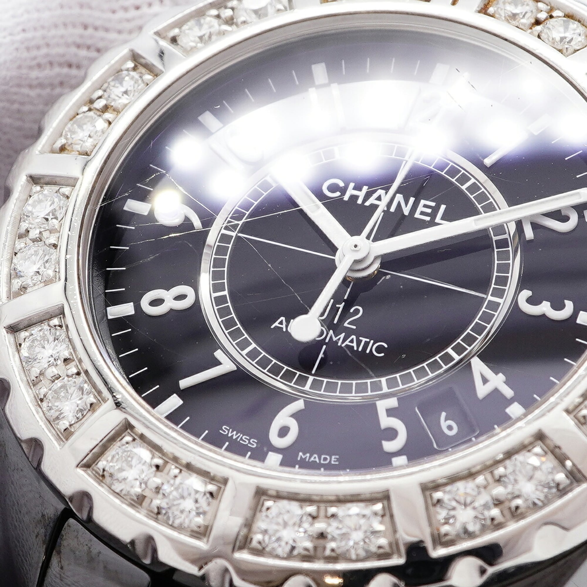 Chanel J12 Diamond Bezel H1174 Black Dial Men's Watch — Good