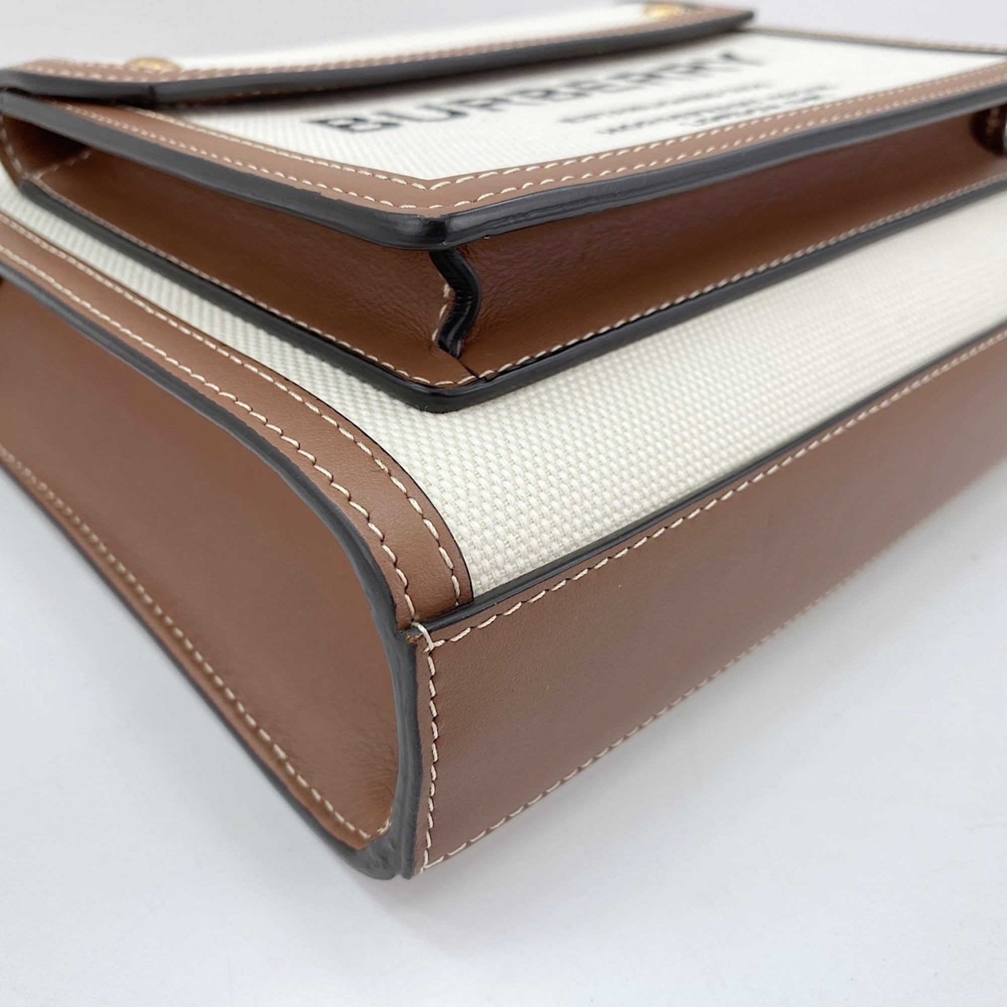 Burberry Mini Pocket Bag 2-Way Handbag Canvas Brown — Like New