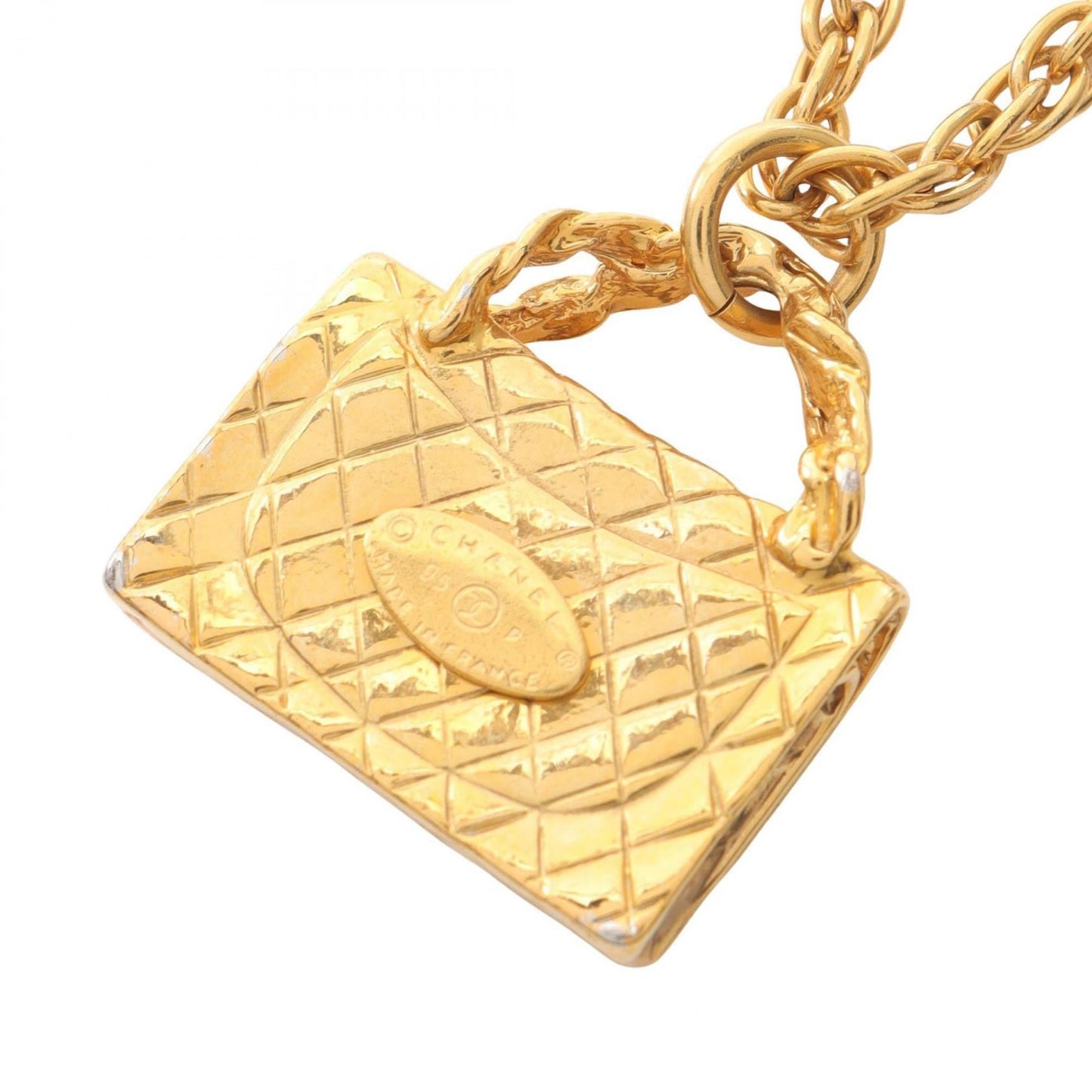 CHANEL Matelasse Bag Motif Necklace, Gold Plated, Women's, 95 Pieces