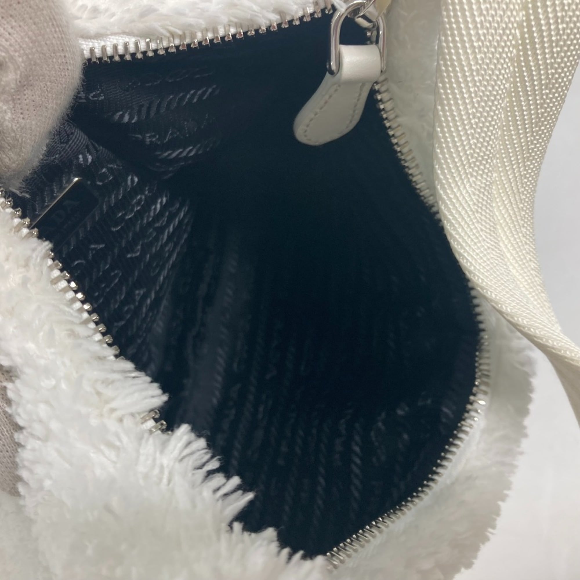 PRADA 1NE515 Terry Re-Edition 2000 SPUGNA Handbag Shoulder Bag Tote Fabric Women's White G-240510-7 — New - Store Return