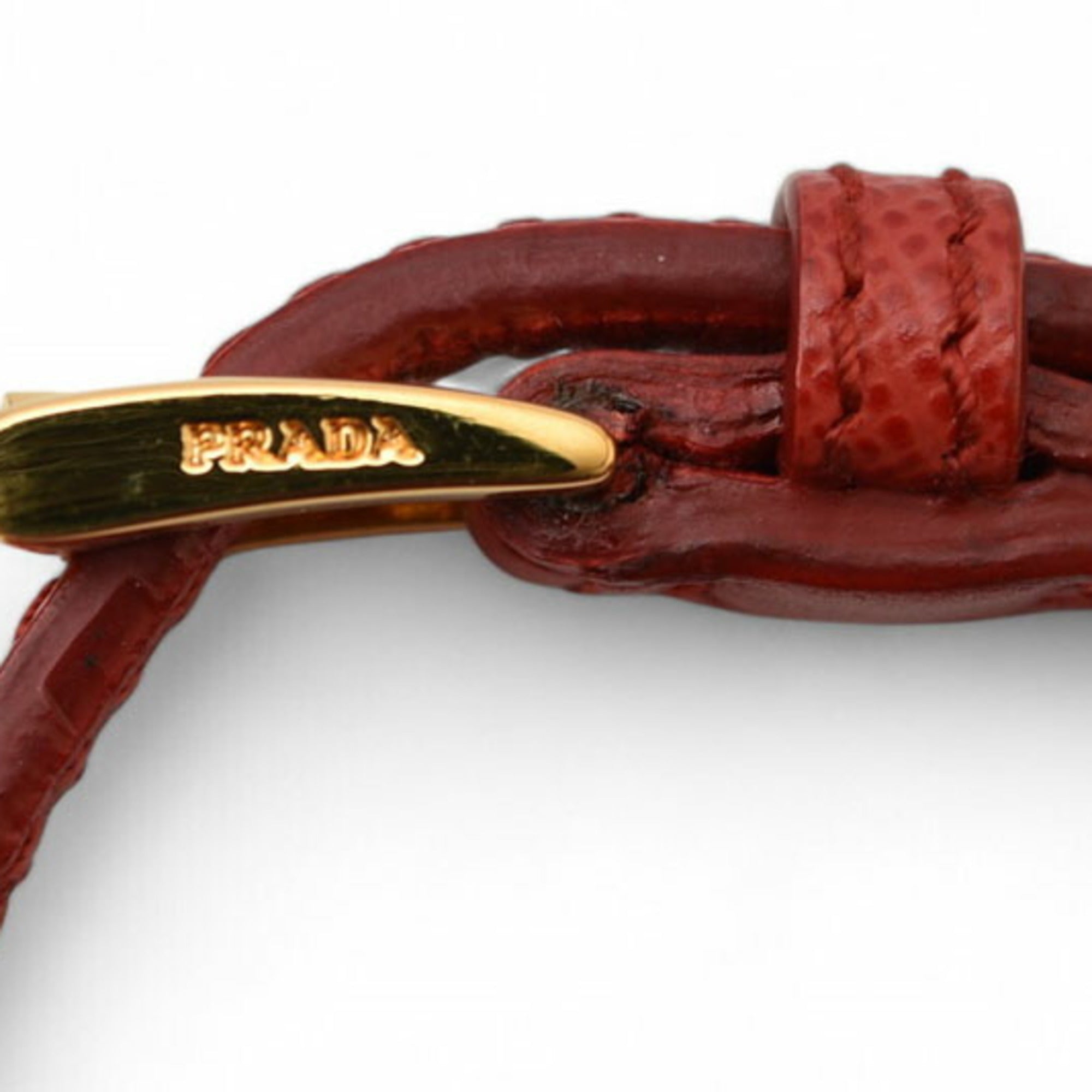 PRADA Unused Bracelet Bangle SAFFIANO Saffiano Heart Charm FUOCO Red 1AJD45 — New - Store Return