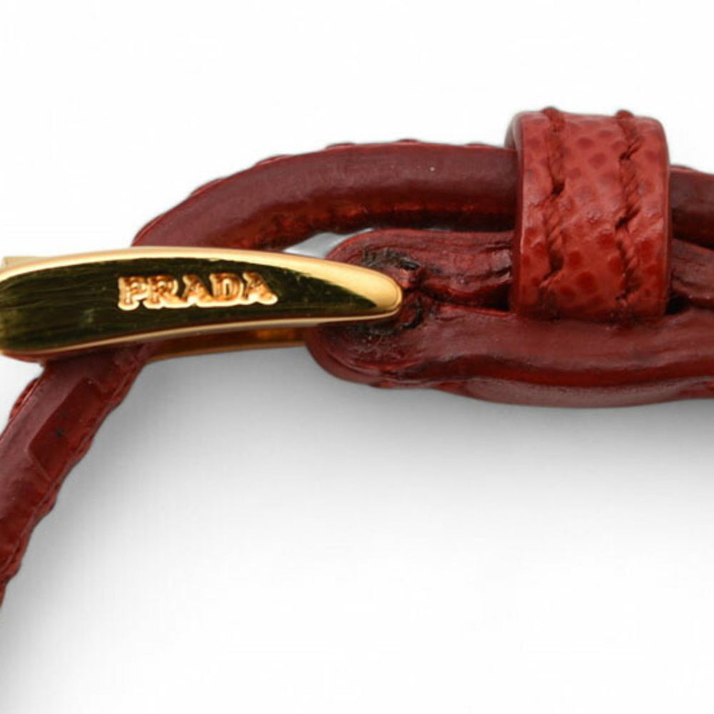 PRADA Unused Bracelet Bangle SAFFIANO Saffiano Heart Charm FUOCO Red 1AJD45 — New - Store Return