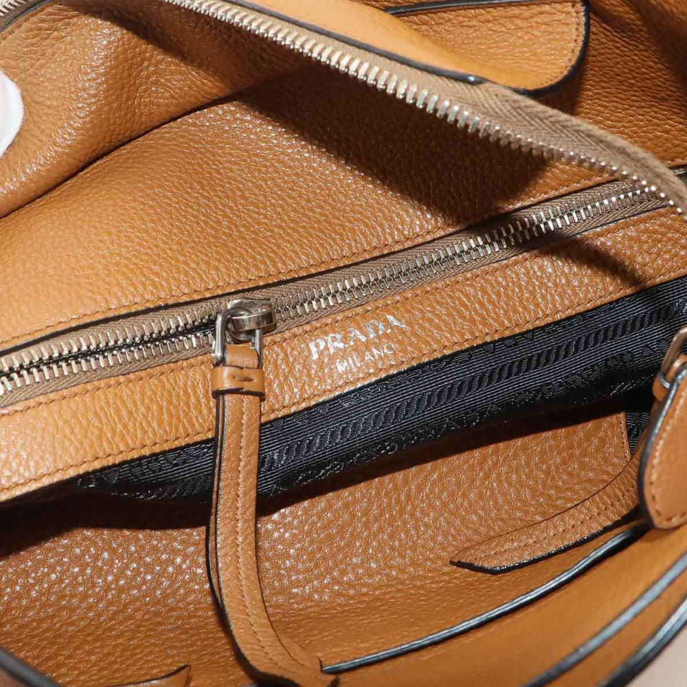 Prada PRADA Shoulder Handbag Leather Brown Silver Hardware 1BE023 Bag — Like New