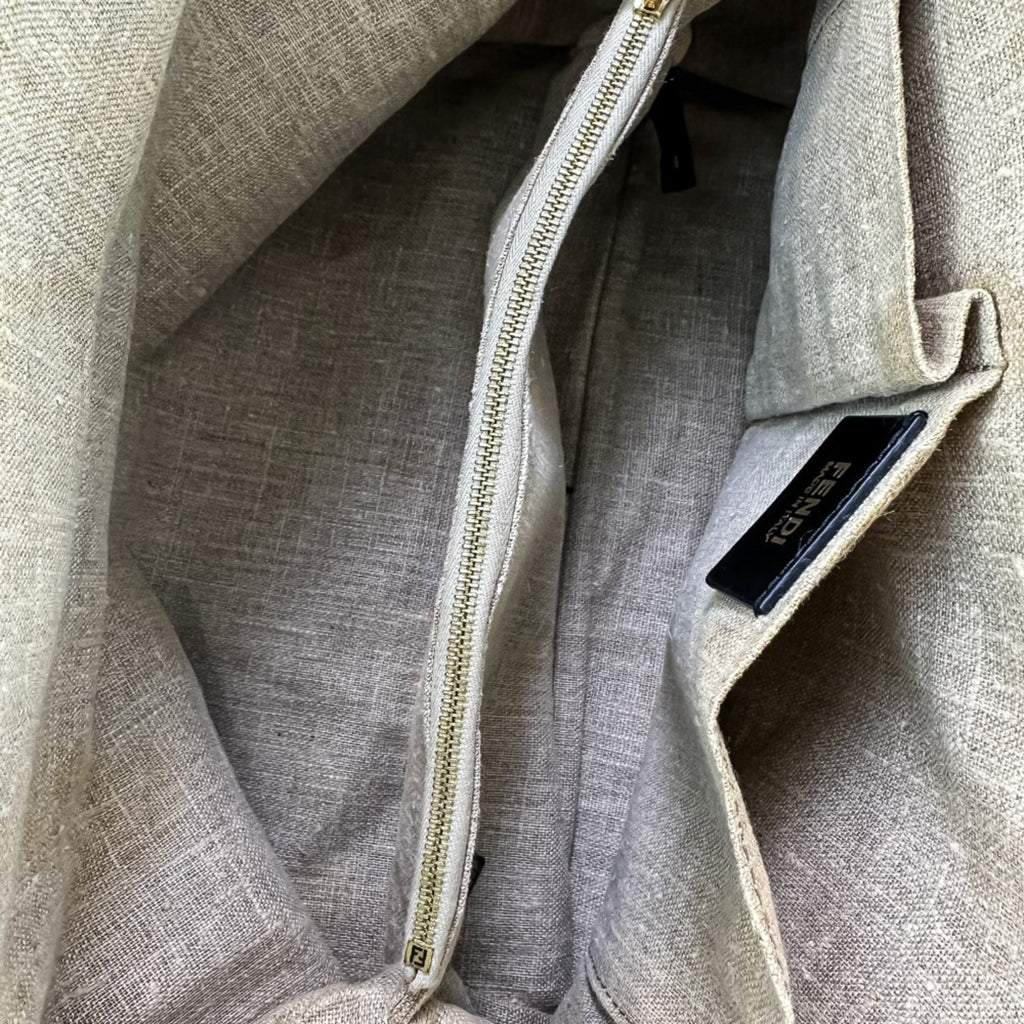 FENDI Chameleon Bag, Leather and Harako 2-Way Handbag, Black Brown, Women's