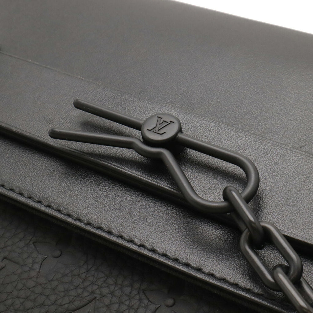 LOUIS VUITTON Monogram Taurillon Pochette Steamer Clutch Bag in Black, Noir, M80140