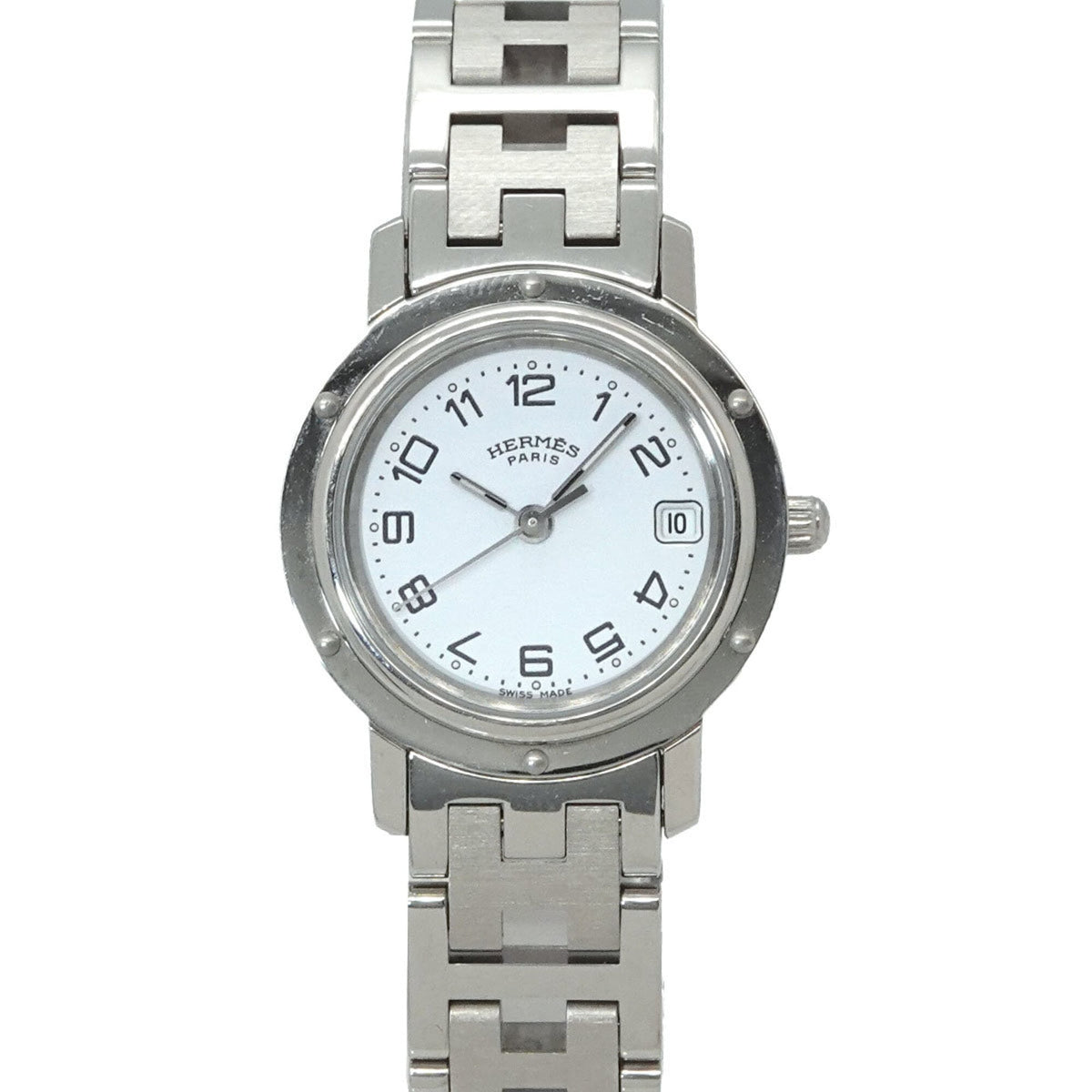 Hermes Clipper CL4 210 Women's Watch, Date Display, White Quartz Watch — Very Good