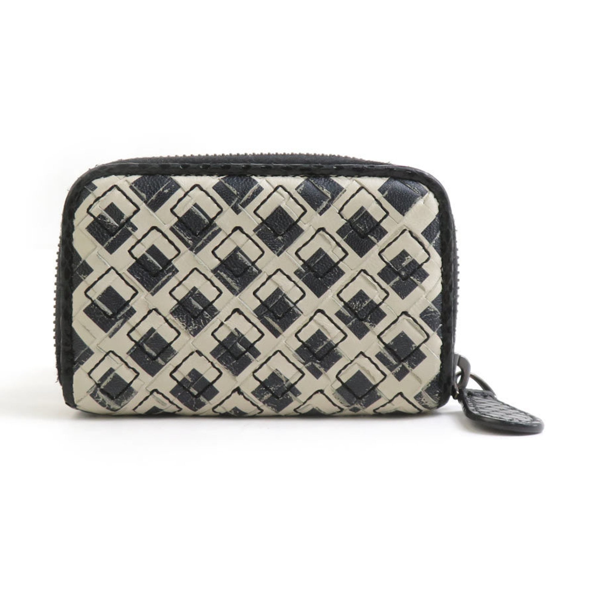 Bottega Veneta wallet with coin purse in intrecciato leather, black and white, unisex, h31866k
