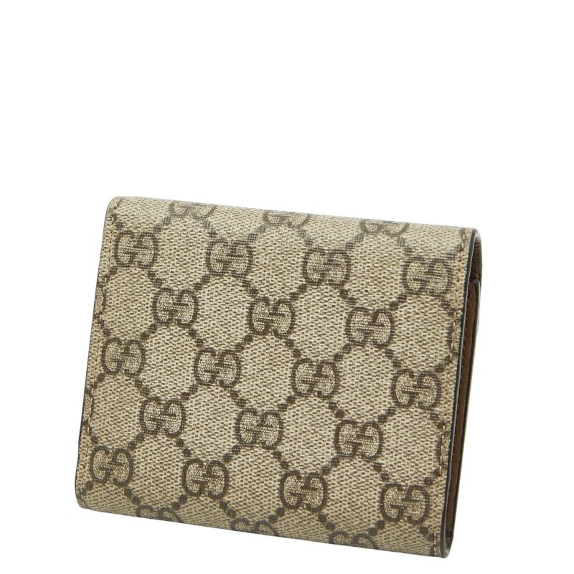 Gucci Dionysus GG Supreme Tri-fold Compact Wallet 627073 Beige Leather Women's GUCCI