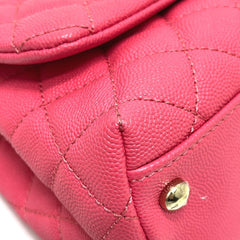 CHANEL AS2215 Coco Handle XXS/Coco 19 2-Way Handbag, Caviar Skin, Coral Pink, Like New — Like New