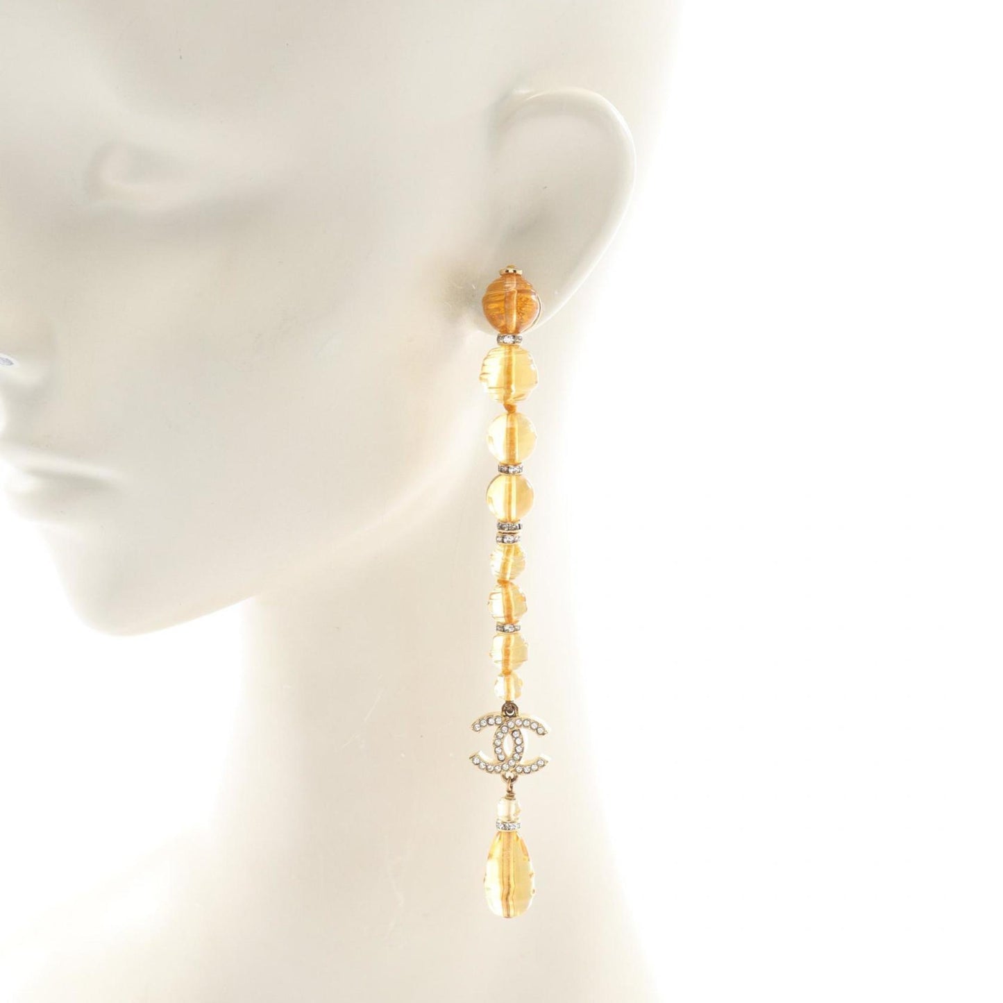 CHANEL Coco Mark Earrings with Gold-Plated Rhinestones for Women, Available in Gold and Clear