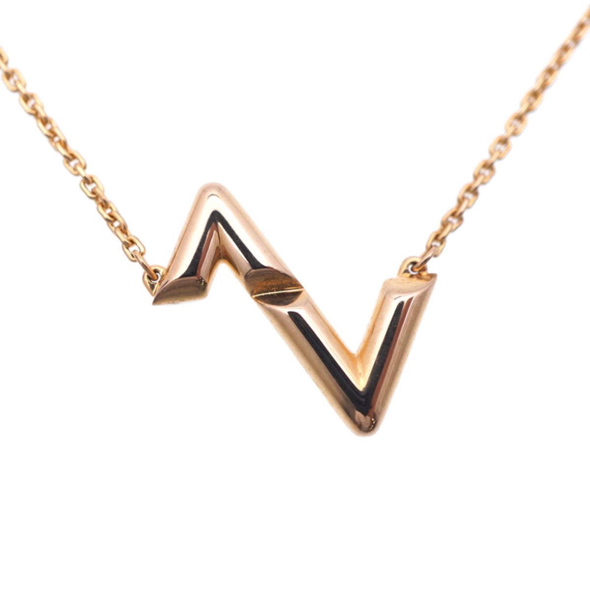 Louis Vuitton LV Vault Upside Down 750PG Necklace 18KPG Pink Gold Q93868 1351 LOUIS VUITTON Jewelry — Like New