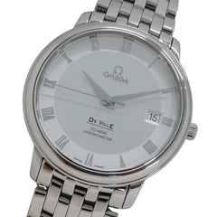 Omega De Ville Prestige 4574.31 Men's Watch, Brand Name, Date, Co-Axial Chronometer, Automatic, Stainless Steel (SS), Silver, Polished — Good