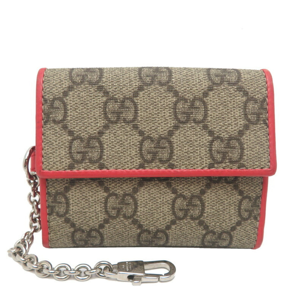 Gucci GG Supreme Mini Wallet, Women's Tri-fold 256442, Beige Leather