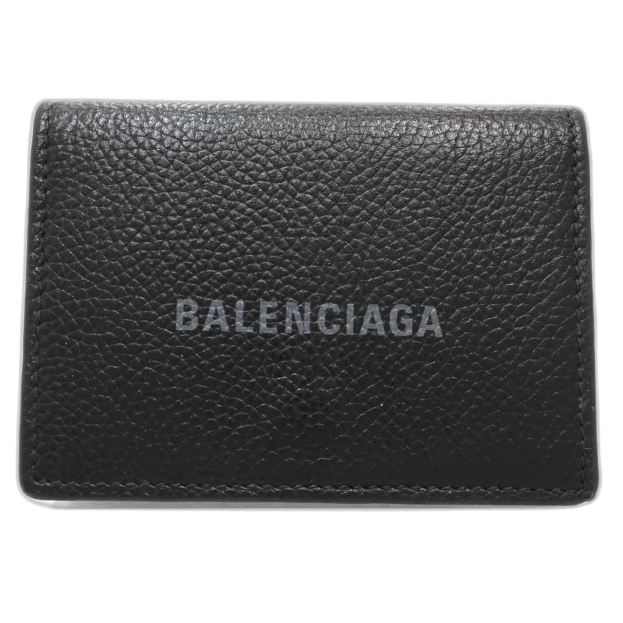 BALENCIAGA Cash Mini Wallet, Black Calfskin, 954312, Women's, Tri-fold 181859