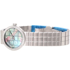 Christian Dior La D de CD047110M002 Watch with 4 Diamonds and Diamond Bezel, Stainless Steel, Women's, 39934 — Very Good