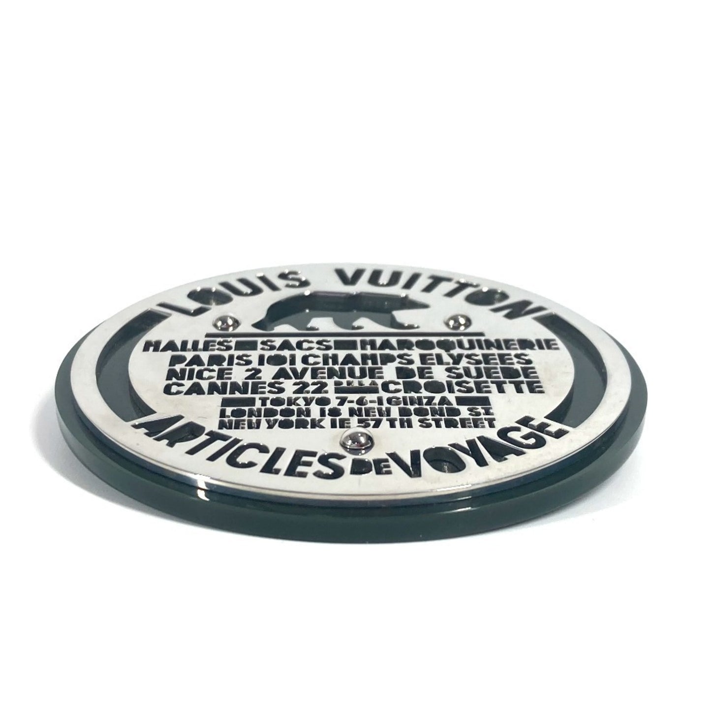 LOUIS VUITTON Not for Sale Novelty Logo Brooch, Plastic/Metal, Unisex, Khaki