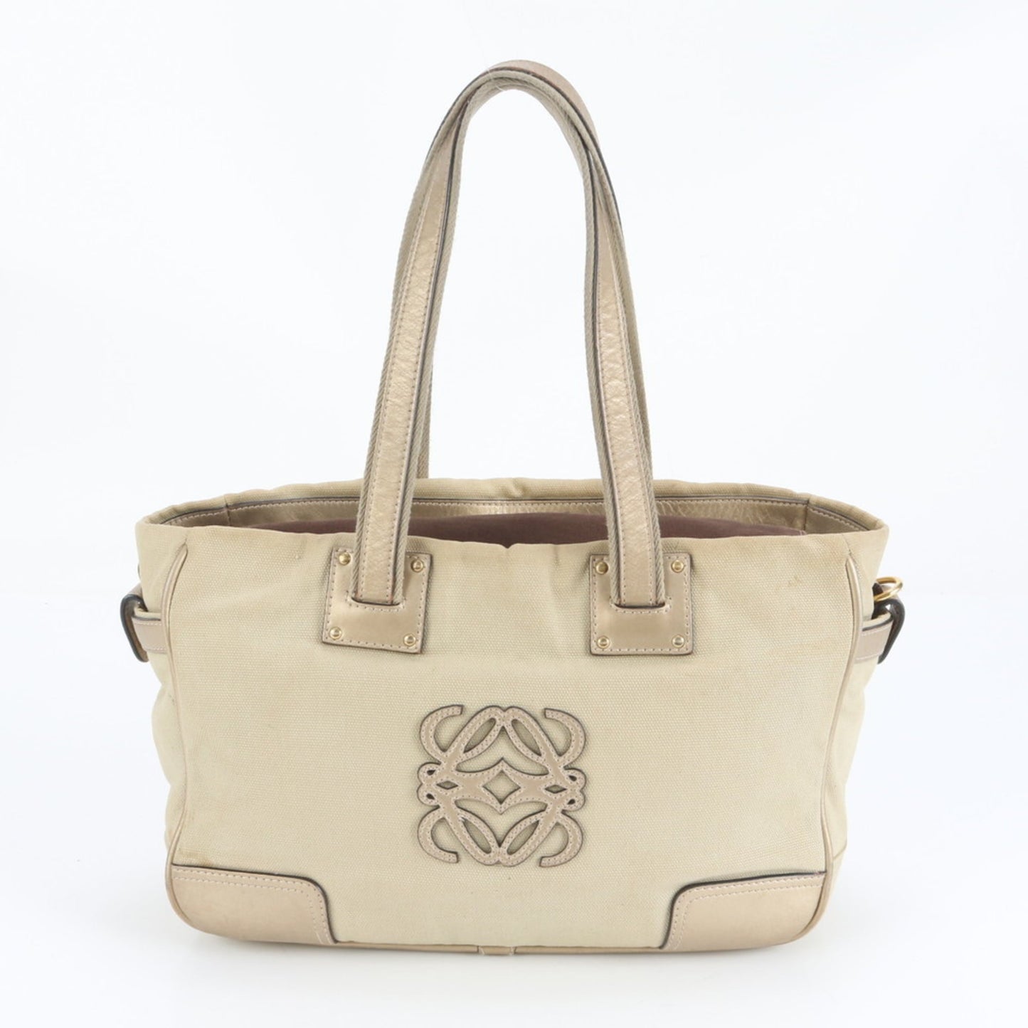 Loewe Anagram 340712 Bolso Leather Tote Bag, Shoulder/Handbag, Beige, Women's