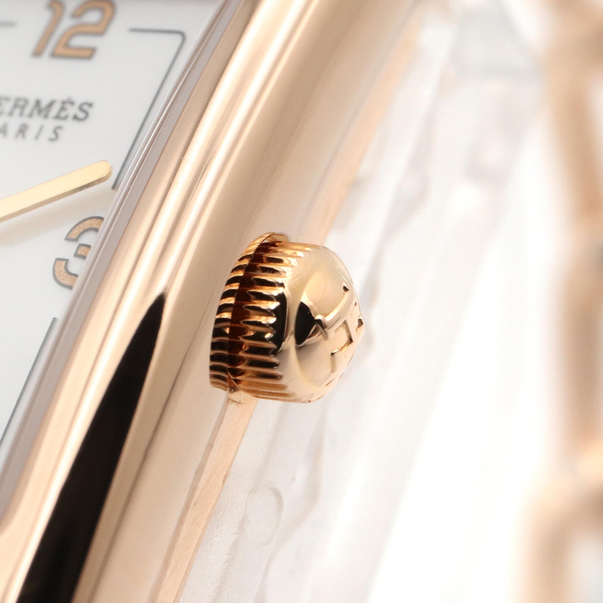 Hermes Nantucket PM 29mm Watch, 18K Pink Gold (PG), Women's, White/White Shell, NA2.170 — Very Good