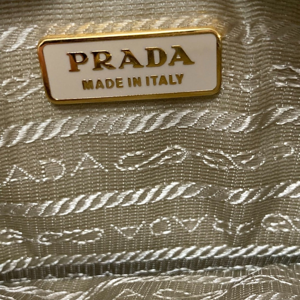 PRADA Saffiano Leather Wallet/Coin Case 1M1192 White Gold Women's