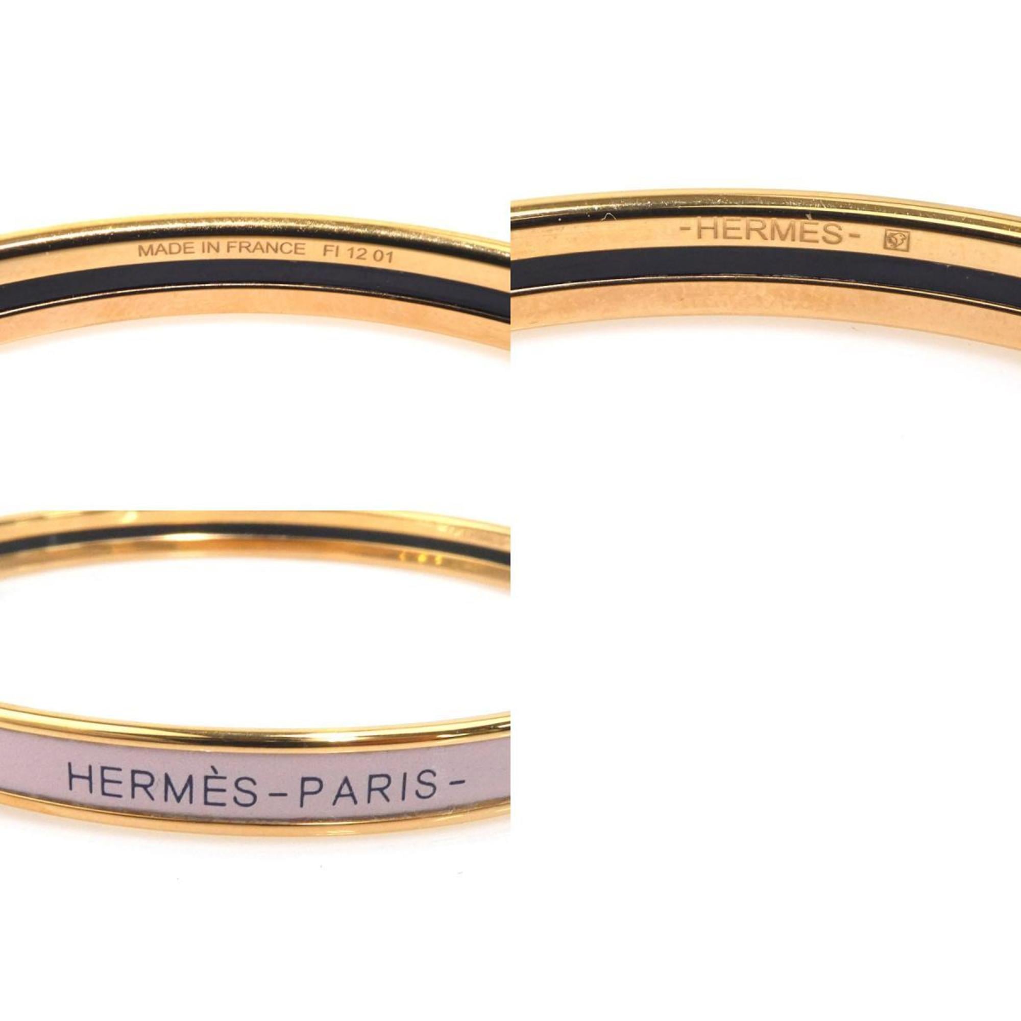 Hermès HERMES bangle bracelet in enamel, metal/enamel, gold/light pink, women's, e61326a