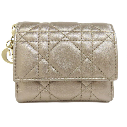 Christian Dior Lady Bi-fold Wallet Leather Women's CHRISTIAN DIOR