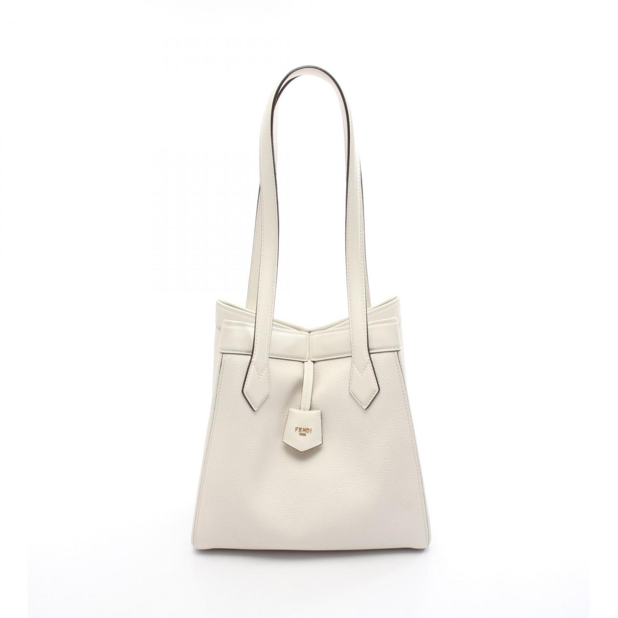 Fendi ORIGAMI MEDIUM Tote Bag in White Leather, Women's, 8BH414