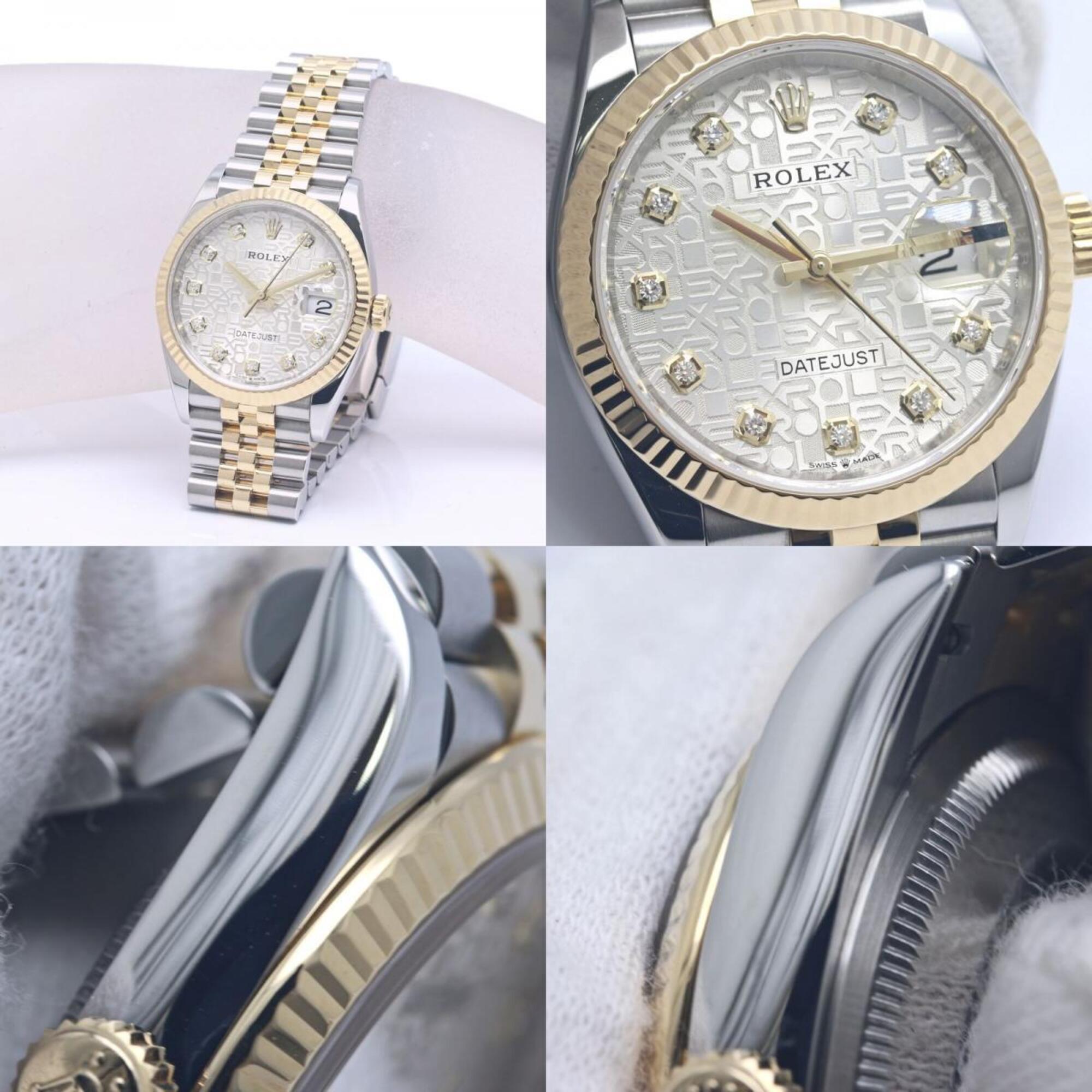 ROLEX Datejust 36 10P Diamond Silver Engraved Computer 126233G Men's Watch 18K Yellow Gold x Stainless Steel 40370 — Very Good
