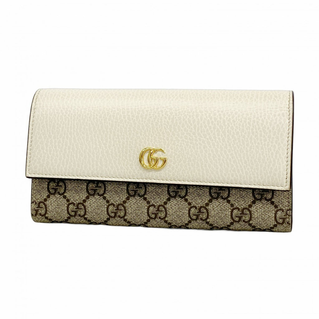 Gucci GG Marmont Supreme Long Wallet 456116 Ivory Beige Women's
