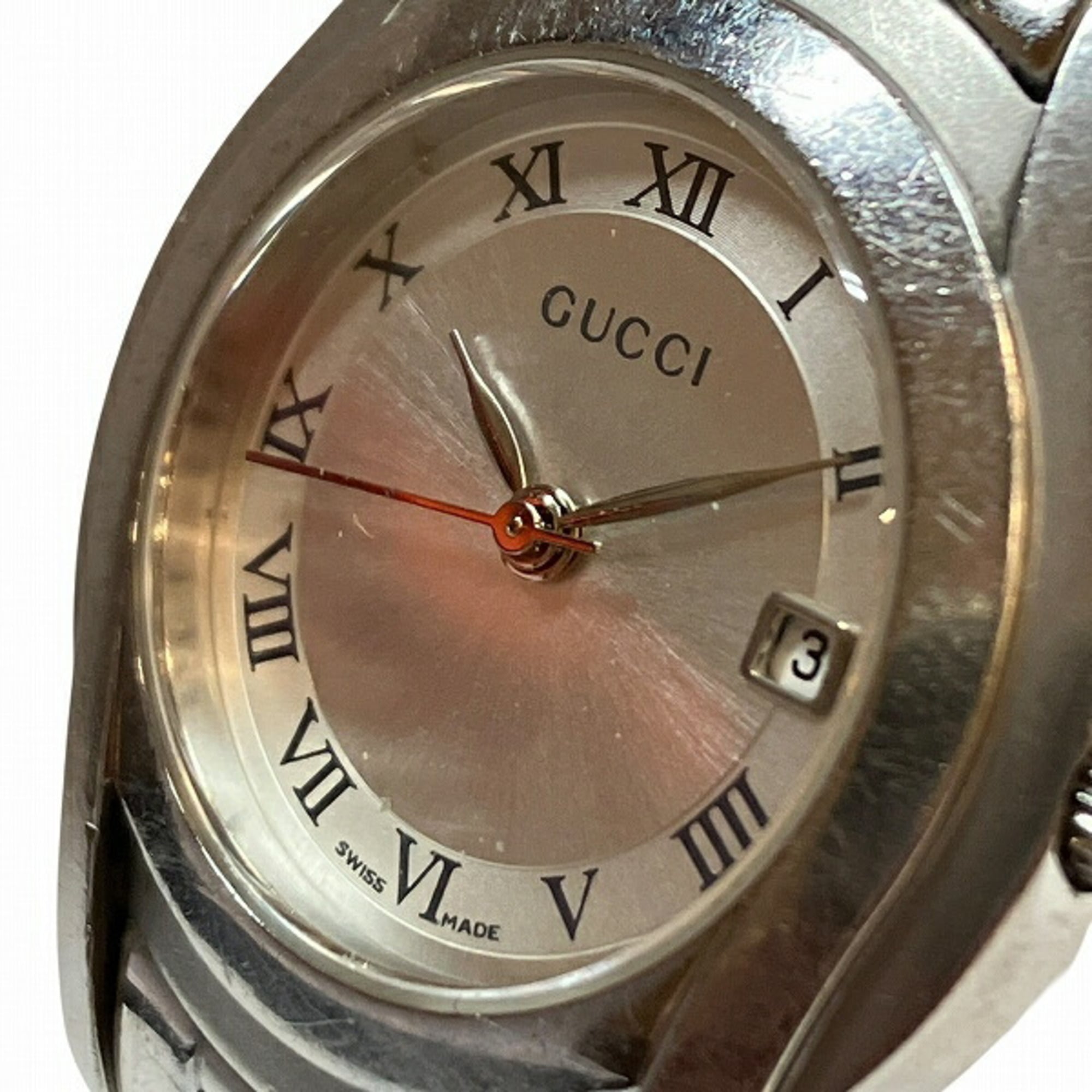 Gucci 5500L Quartz Silver Dial Date Roman Numeral Watch for Women — Good