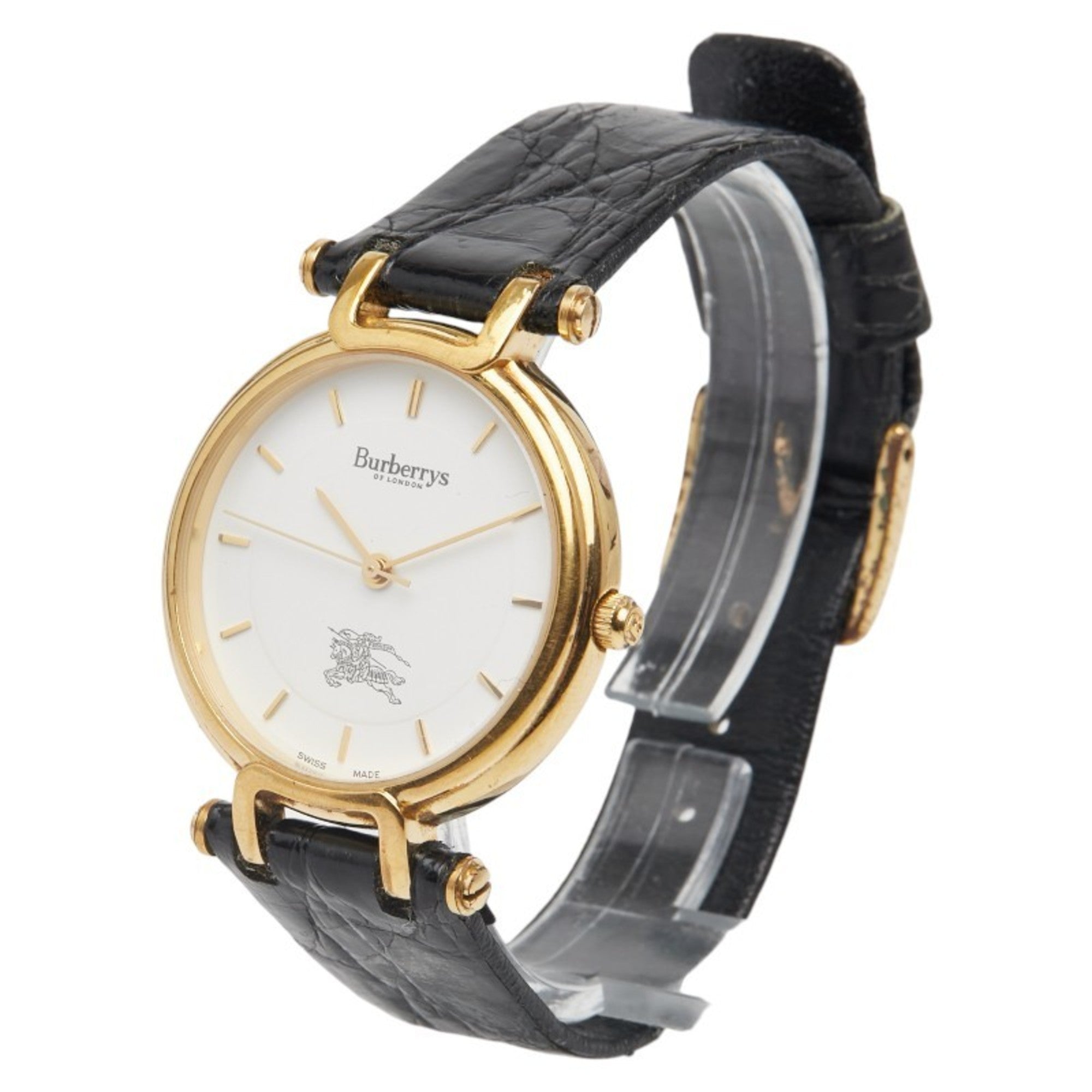 Burberry Logo Shadow Horse Watch 3200 Quartz White Dial Stainless Steel Leather Women's BURBERRY