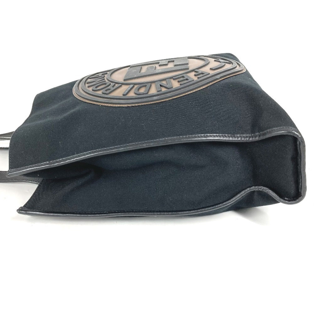 FENDI 7V35 Shoulder Bag FF Tote Canvas Leather Men's Women's Black — Like New