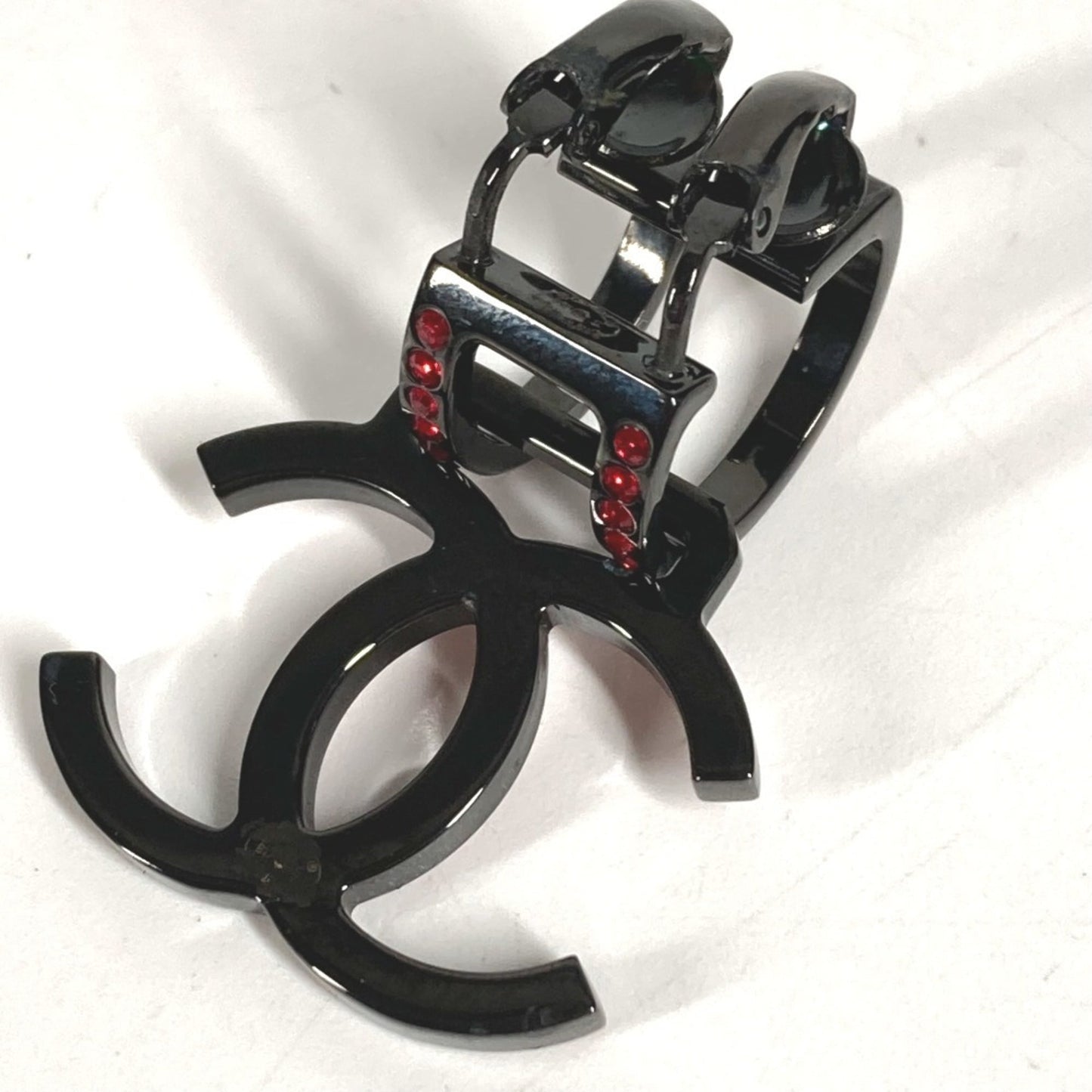 CHANEL B17S Crystal Coco Mark Swing Rhinestone Earrings, Single Ear, CC Logo, Metal, Women's, Red