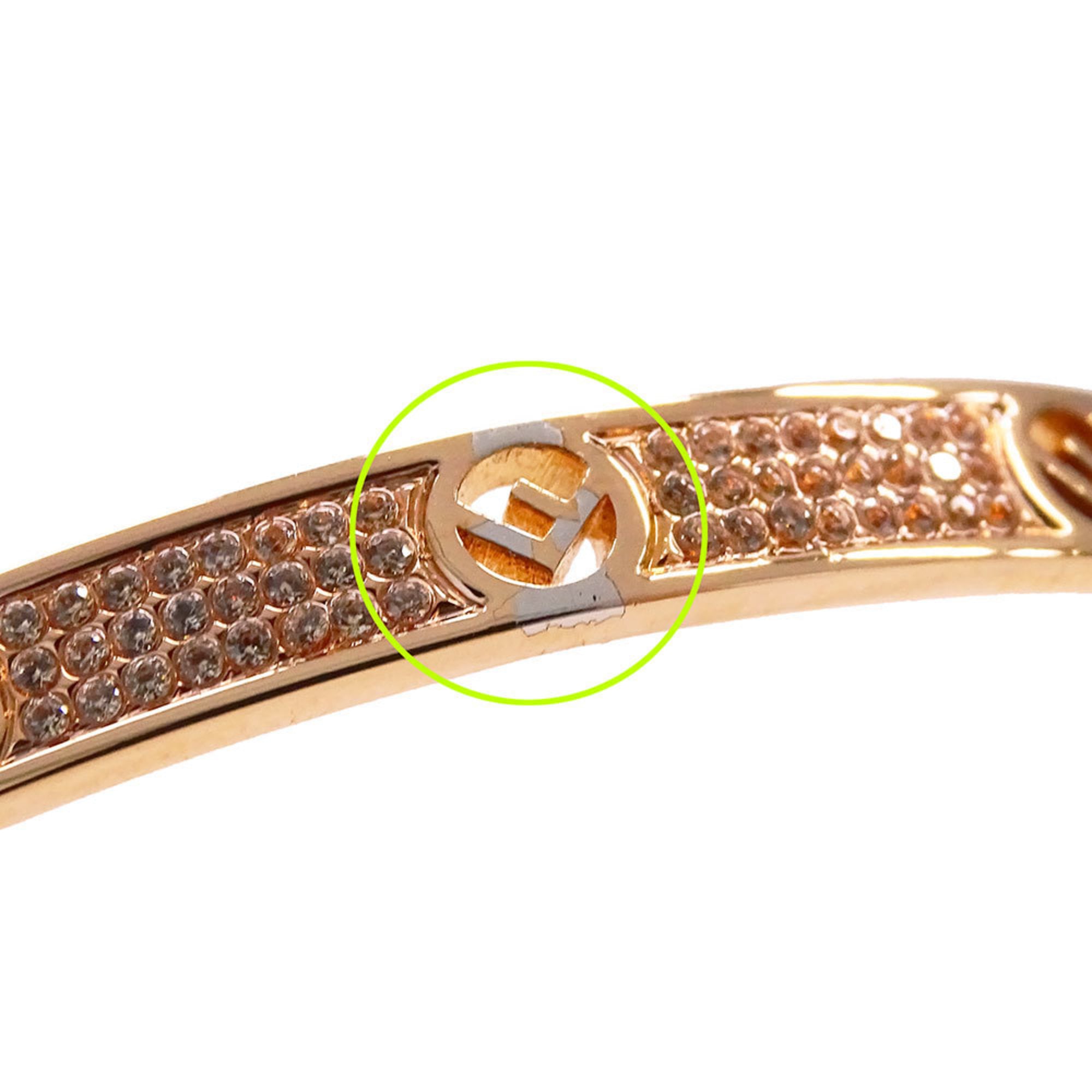 FENDI Women's Rhinestone Bracelet in Pink Gold, Size L, with Logo.