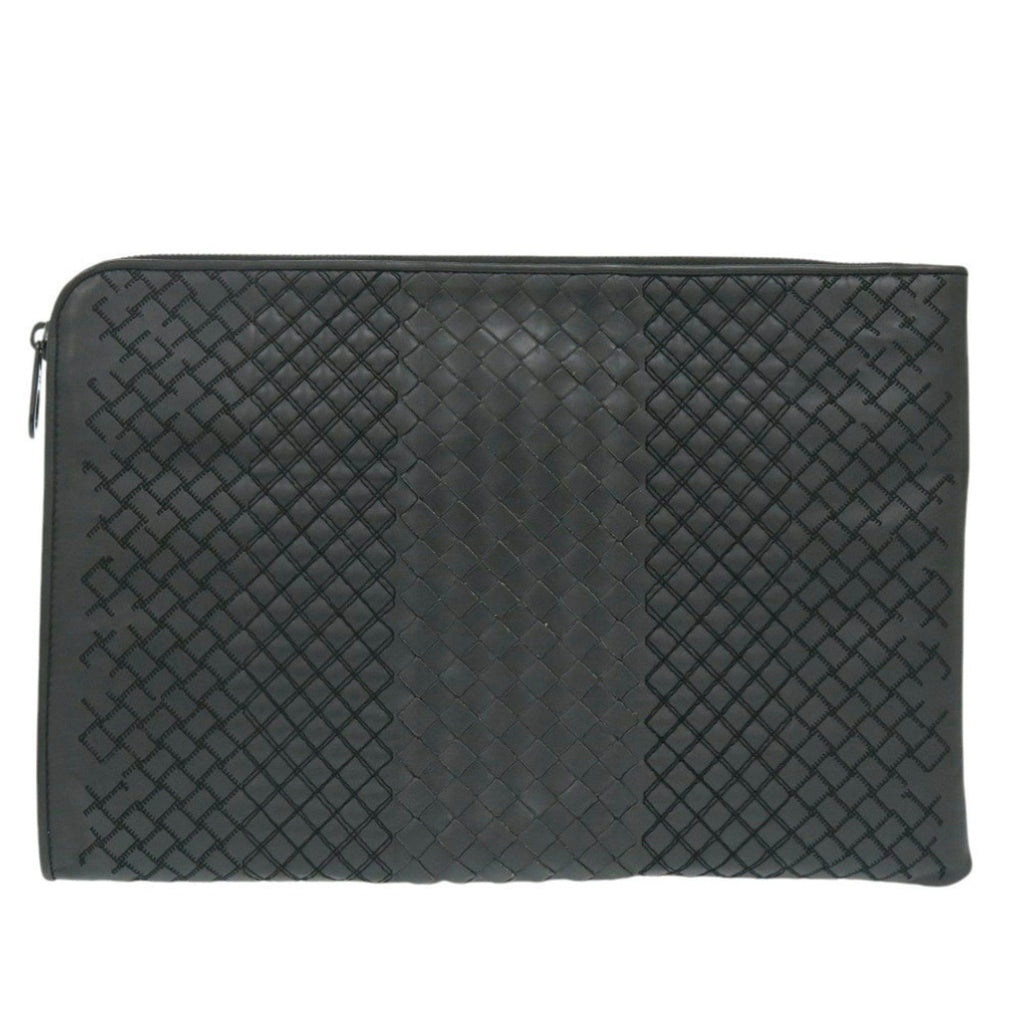 Excellent condition Bottega Veneta Intrecciato leather grey clutch bag 0782