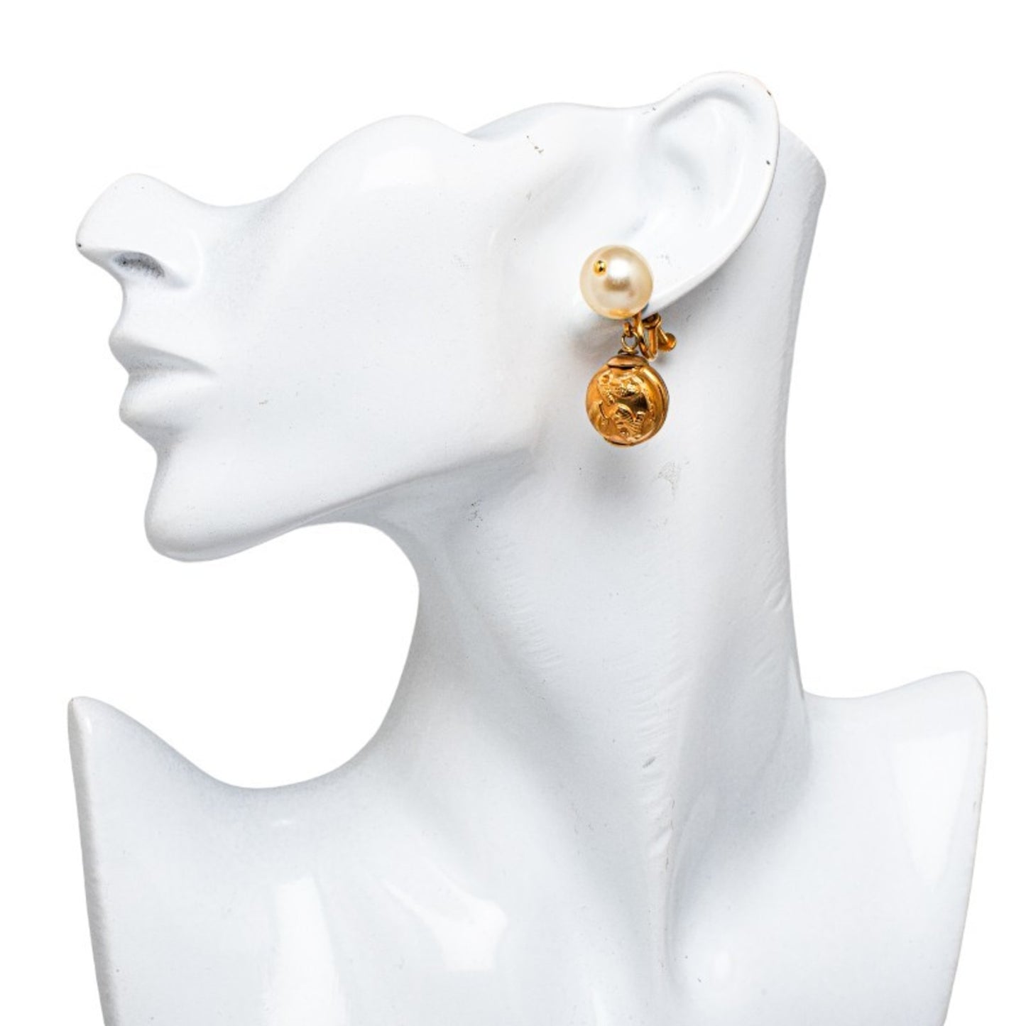 Salvatore Ferragamo Pearl Earrings Gold Plated Women's