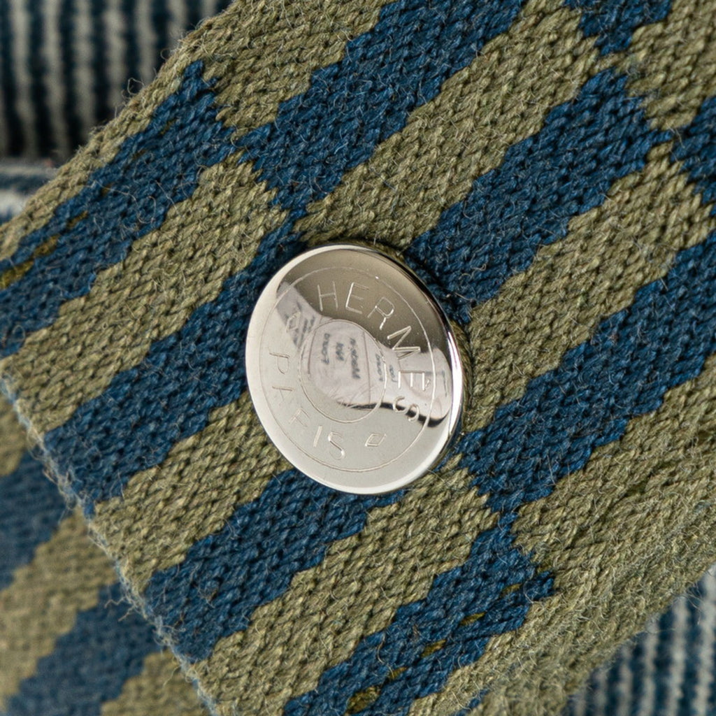 Hermès Bride A Black PM Handbag, Blue Abyss and Green Cotton, Women's, HERMES