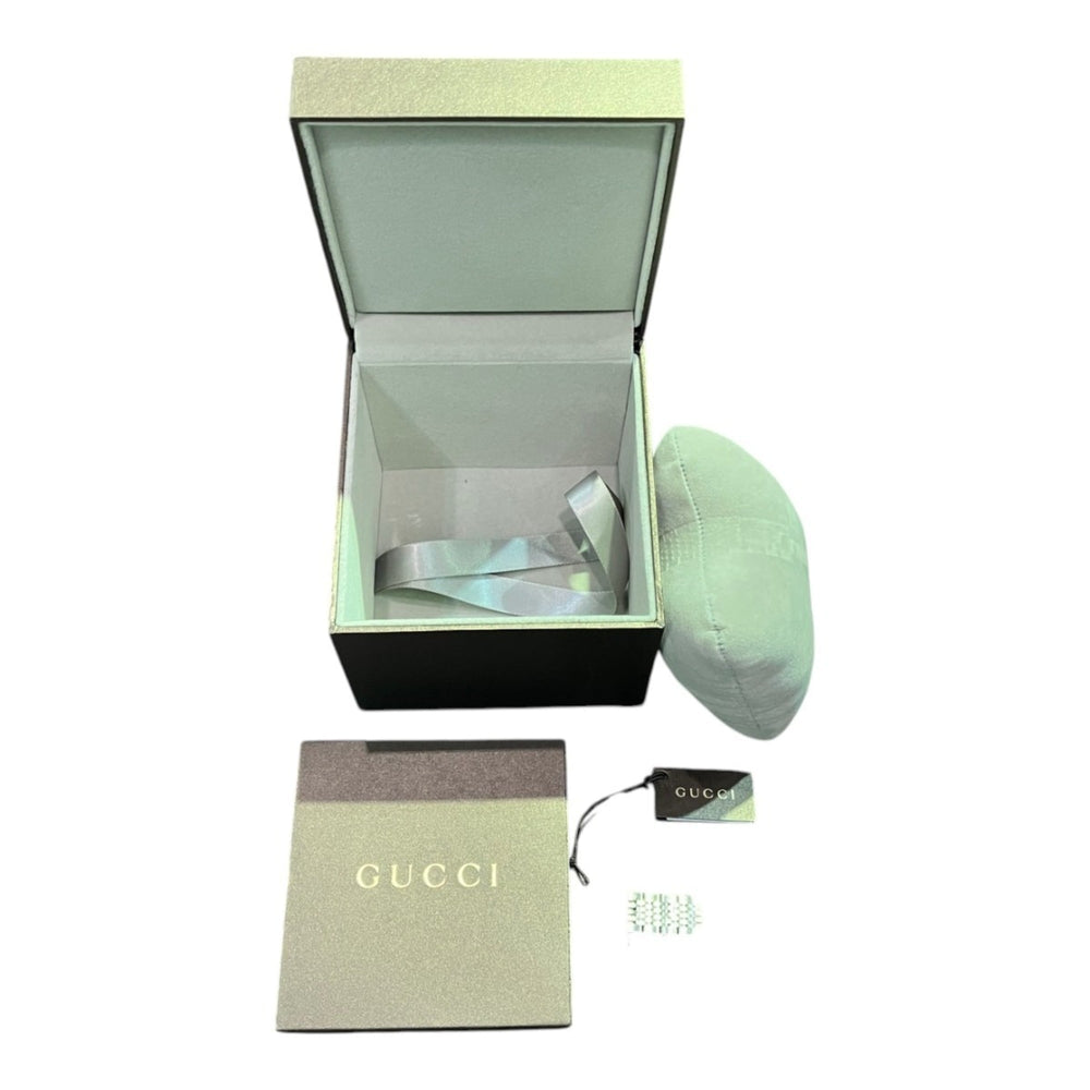 Gucci G-Timeless watch, total weight 57.2g, stainless steel, quartz movement, white dial, 126.5cm — Good